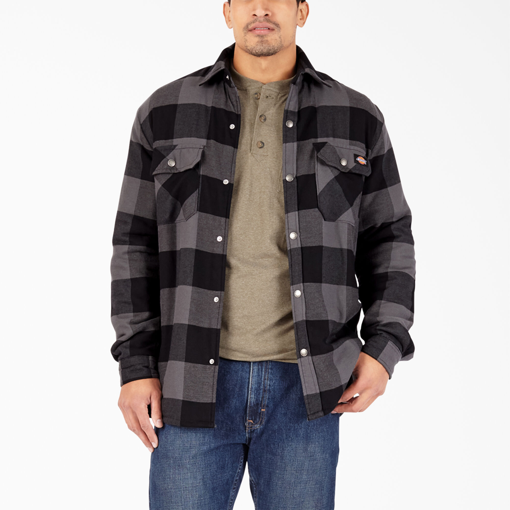 Water Repellent Fleece-Lined Flannel Shirt Jacket