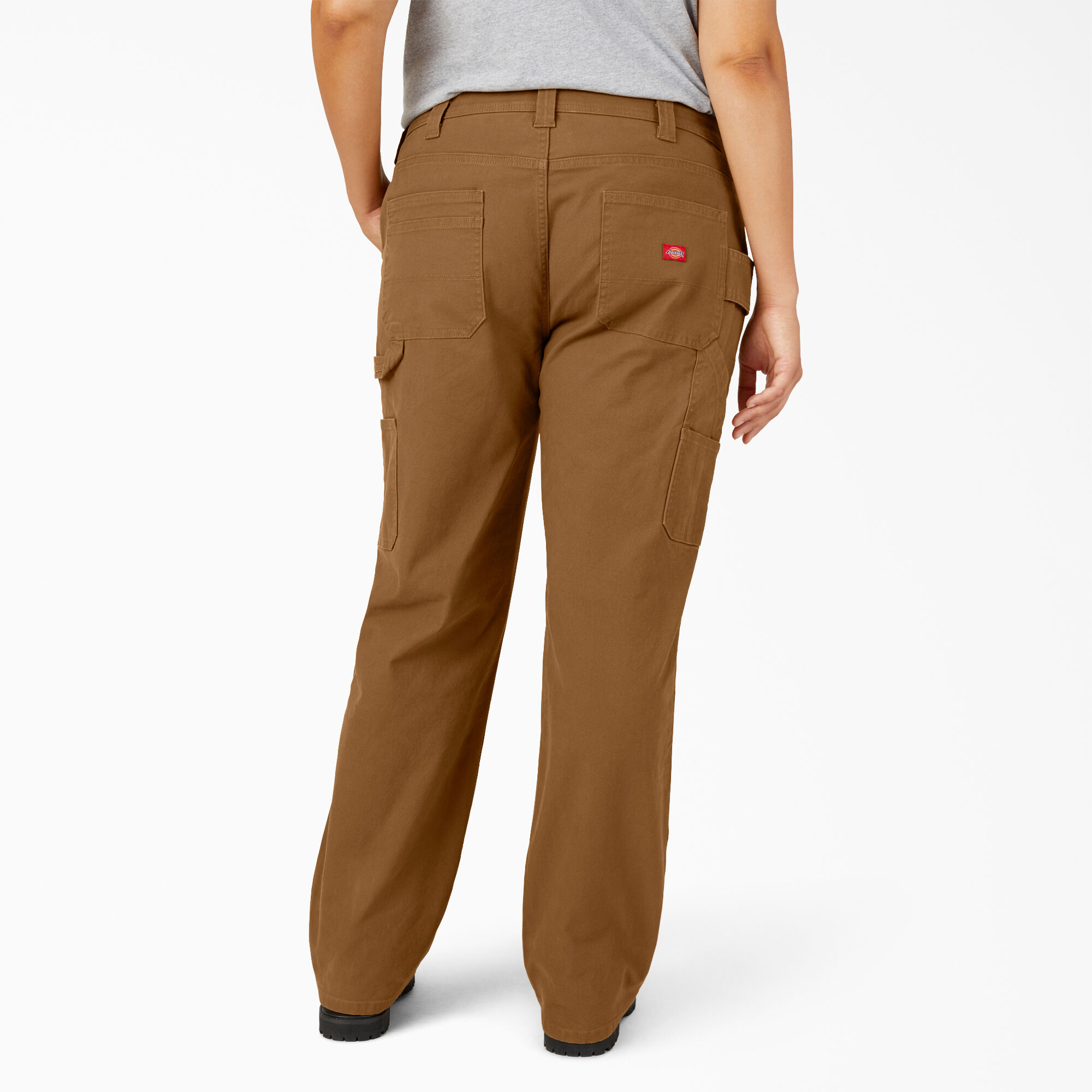 Women's Plus FLEX Relaxed Straight Fit Duck Carpenter Pants, Rinsed Brown Duck