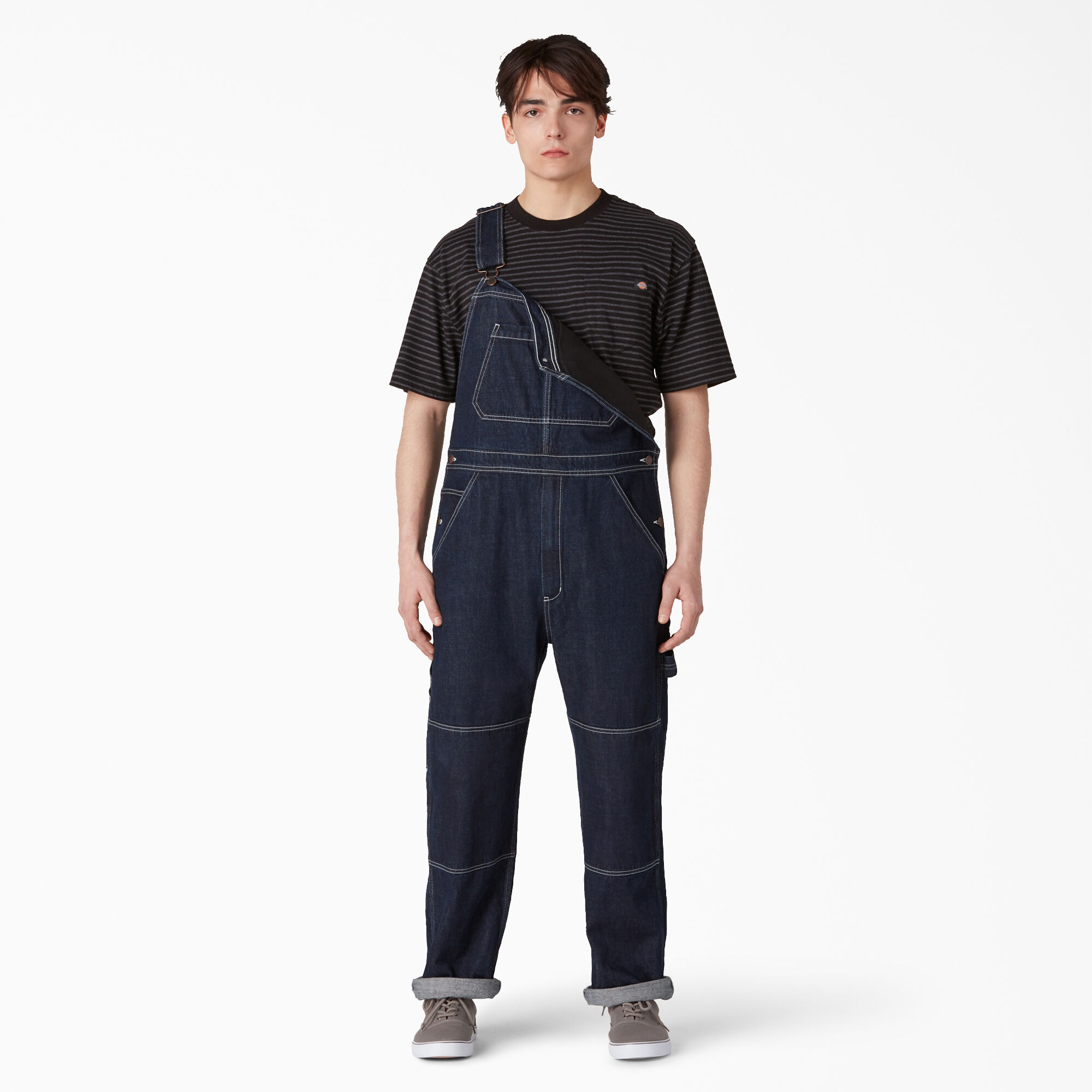 Rinsed Denim Double Knee Bib Overalls