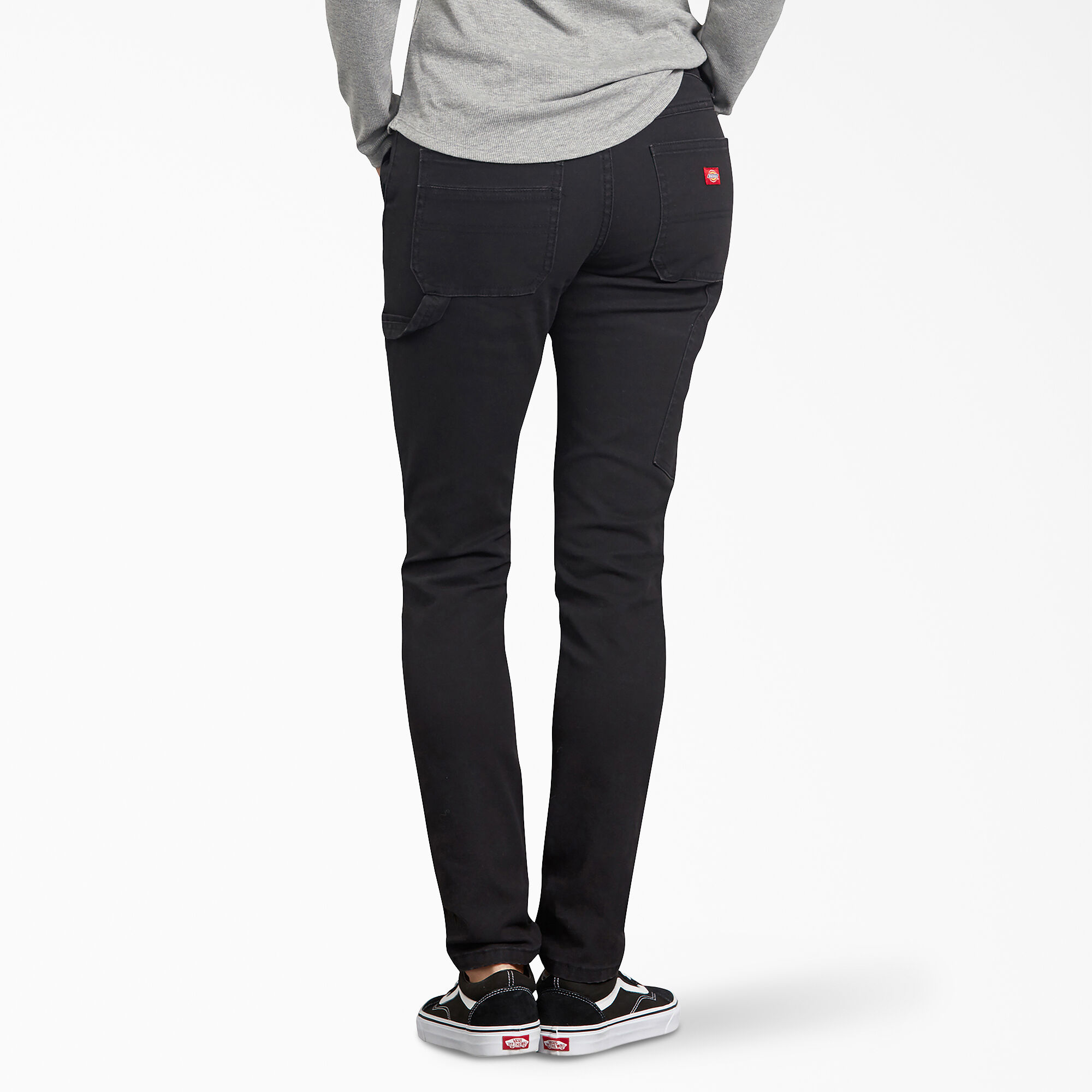 Women's FLEX Slim Fit Duck Carpenter Pants, Rinsed Black