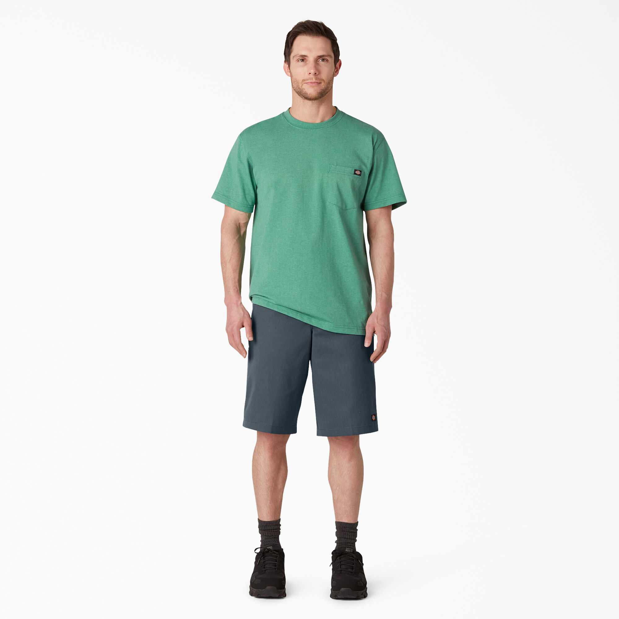 Loose Fit Flat Front Work Shorts, 13