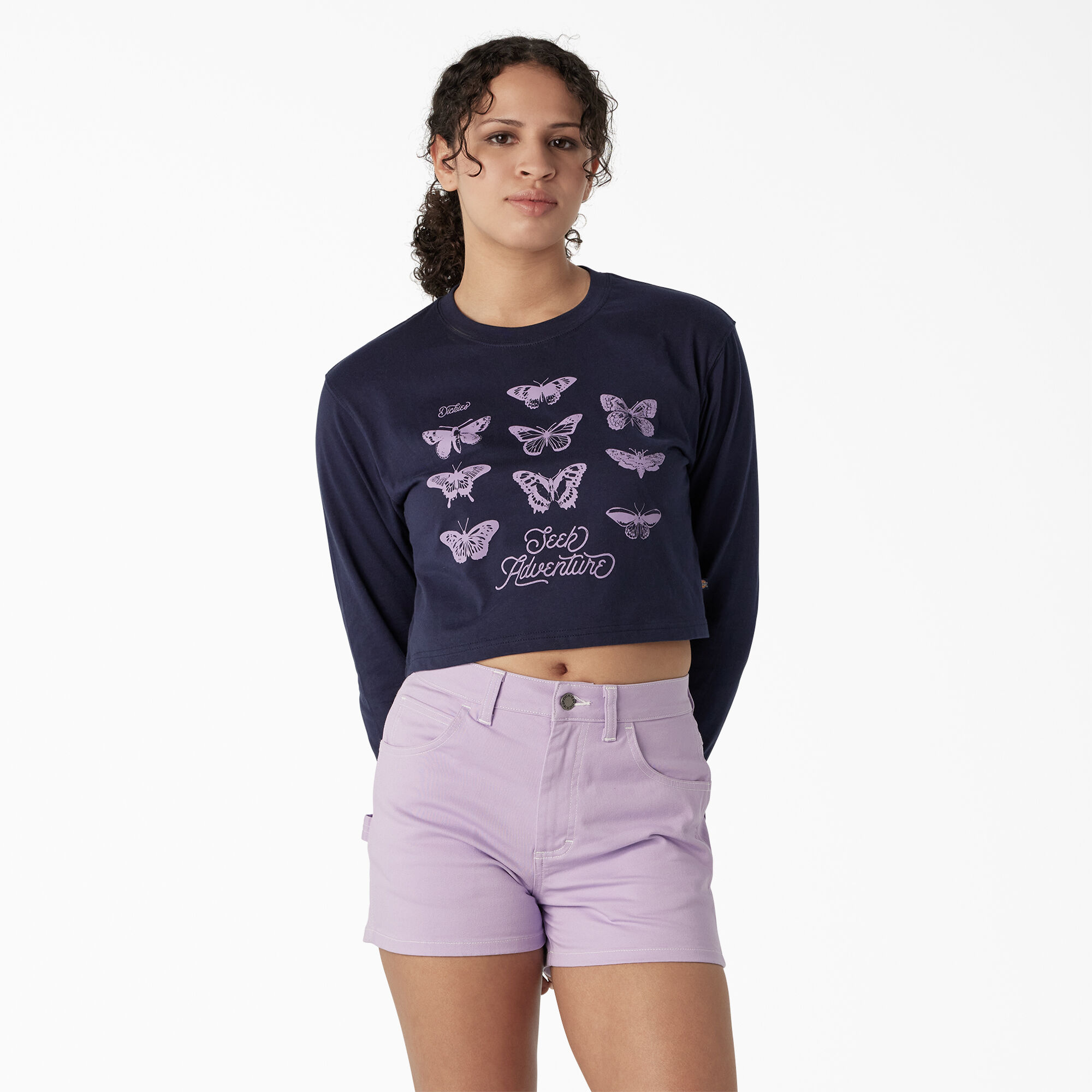 Women's Butterfly Graphic Long Sleeve Cropped T-Shirt