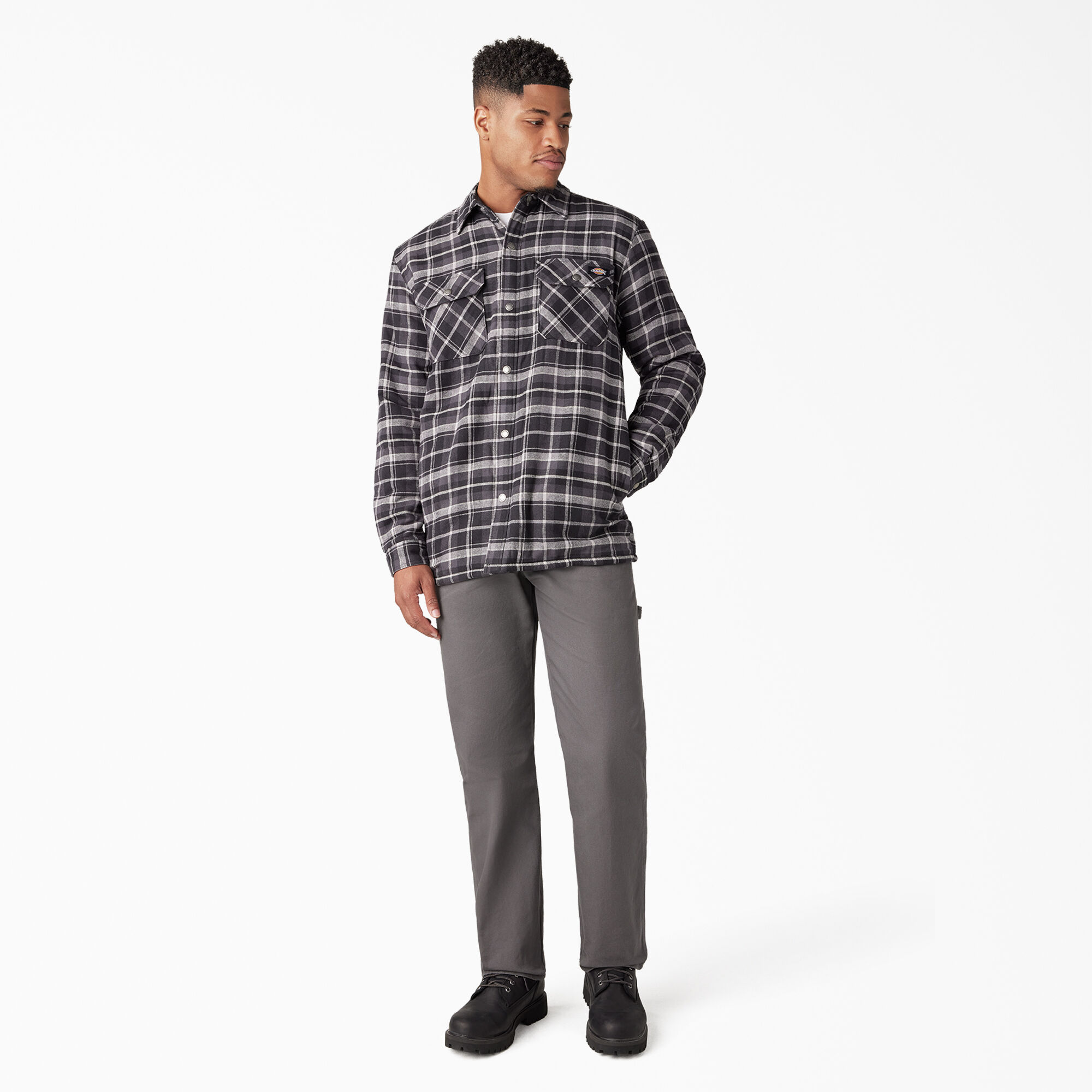 Water Repellent Fleece-Lined Flannel Shirt Jacket