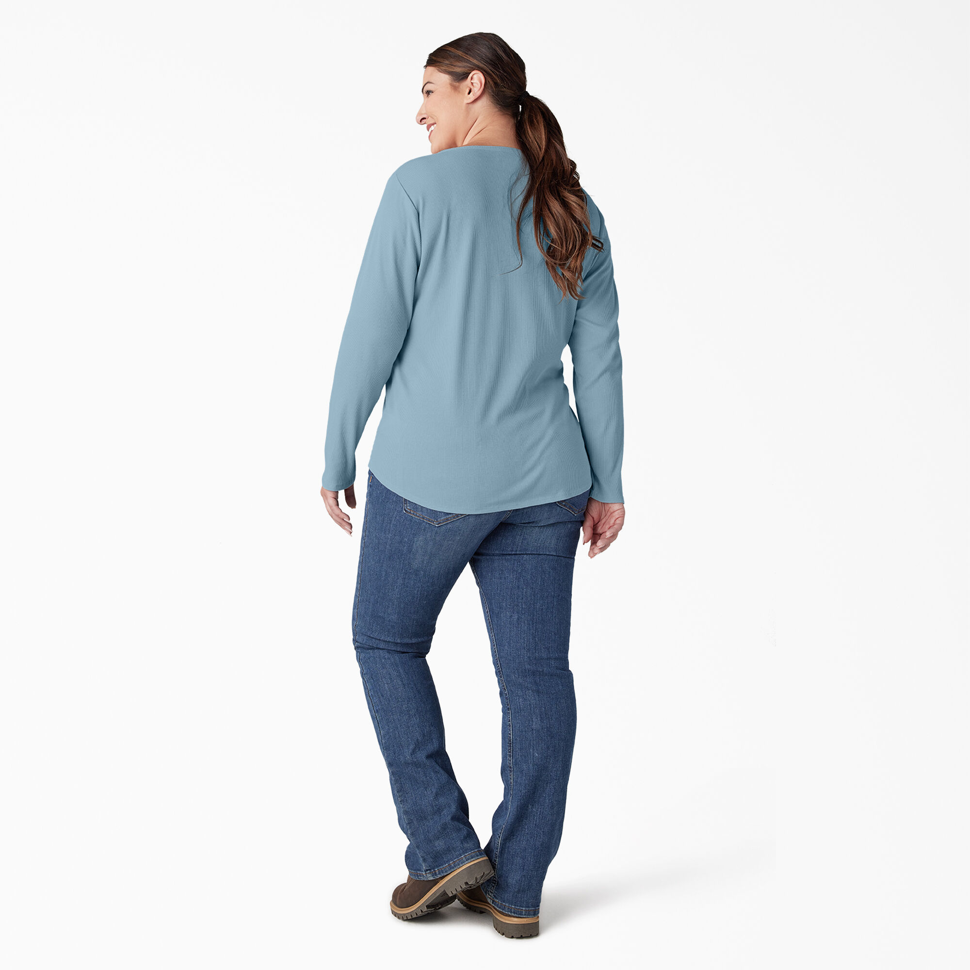 Women's Plus Henley Long Sleeve Shirt
