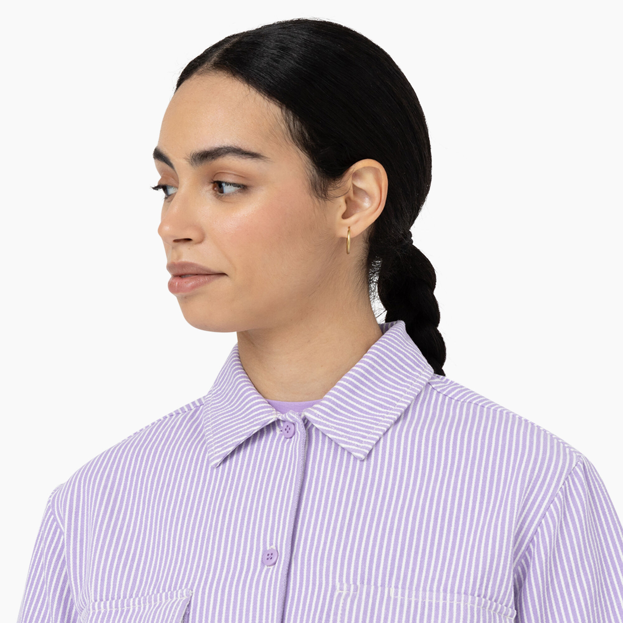 Women's Hickory Stripe Cropped Work Shirt