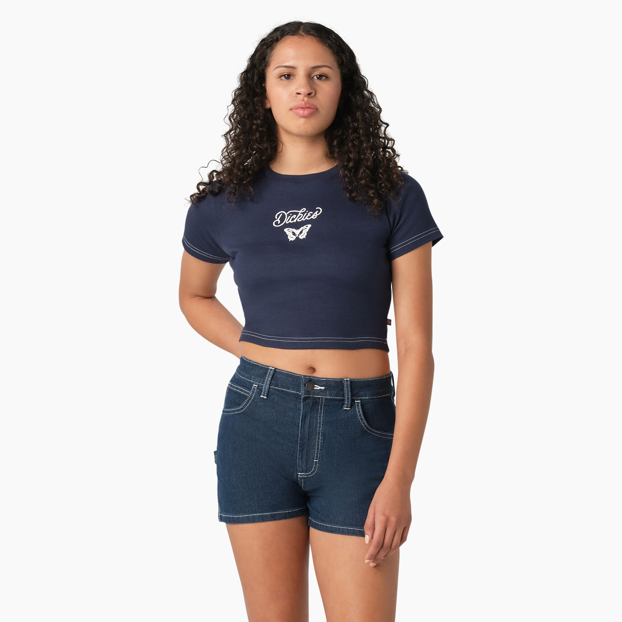 Women's Butterfly Graphic Cropped Baby T-Shirt