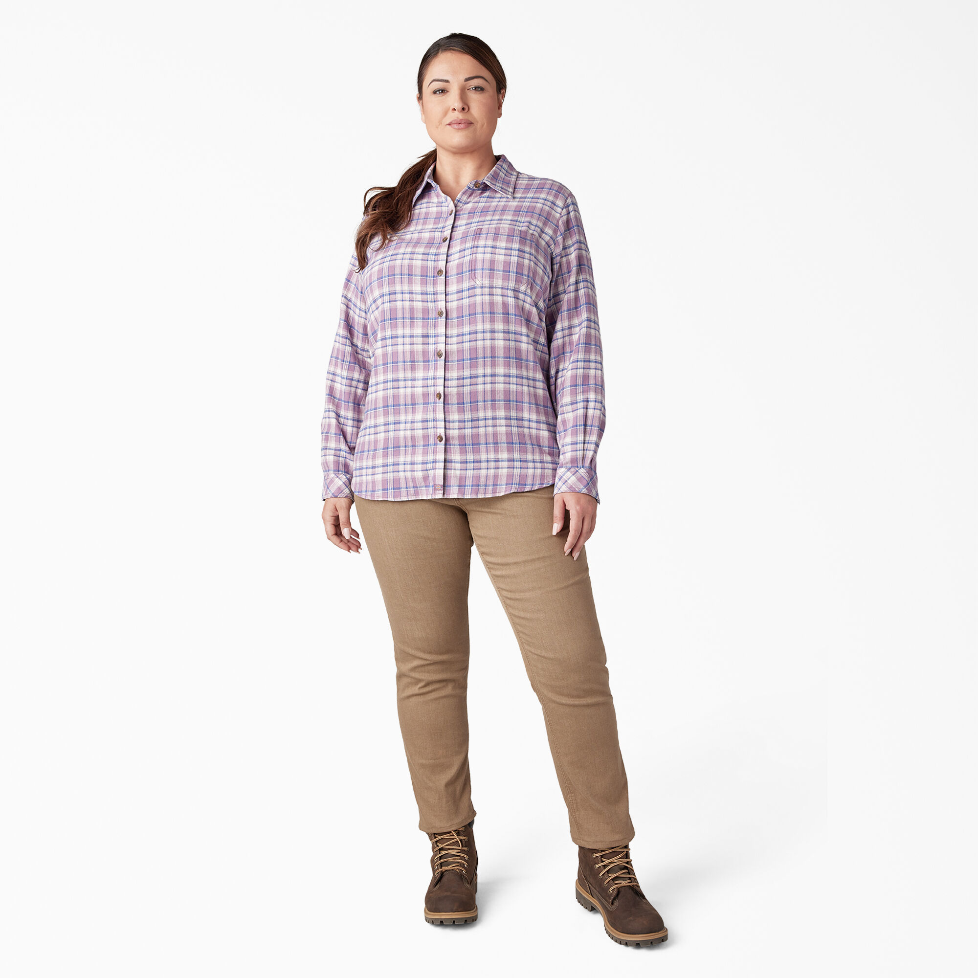 Women's Plus Long Sleeve Plaid Flannel Shirt