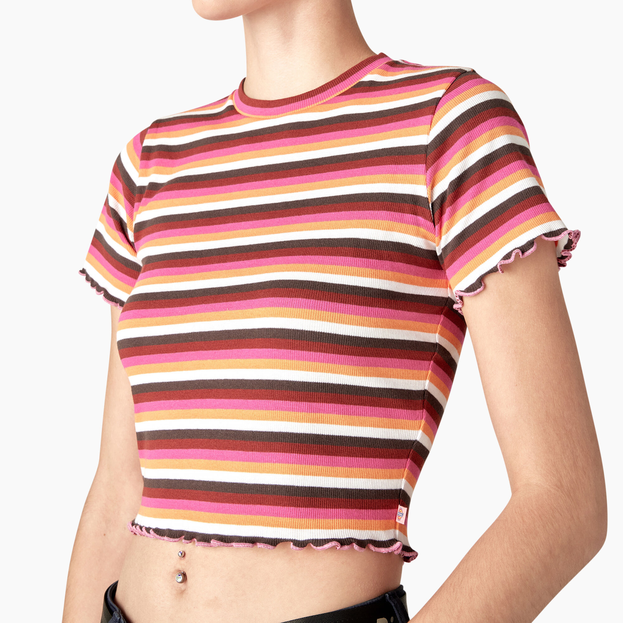 Women's Striped Cropped Baby T-Shirt