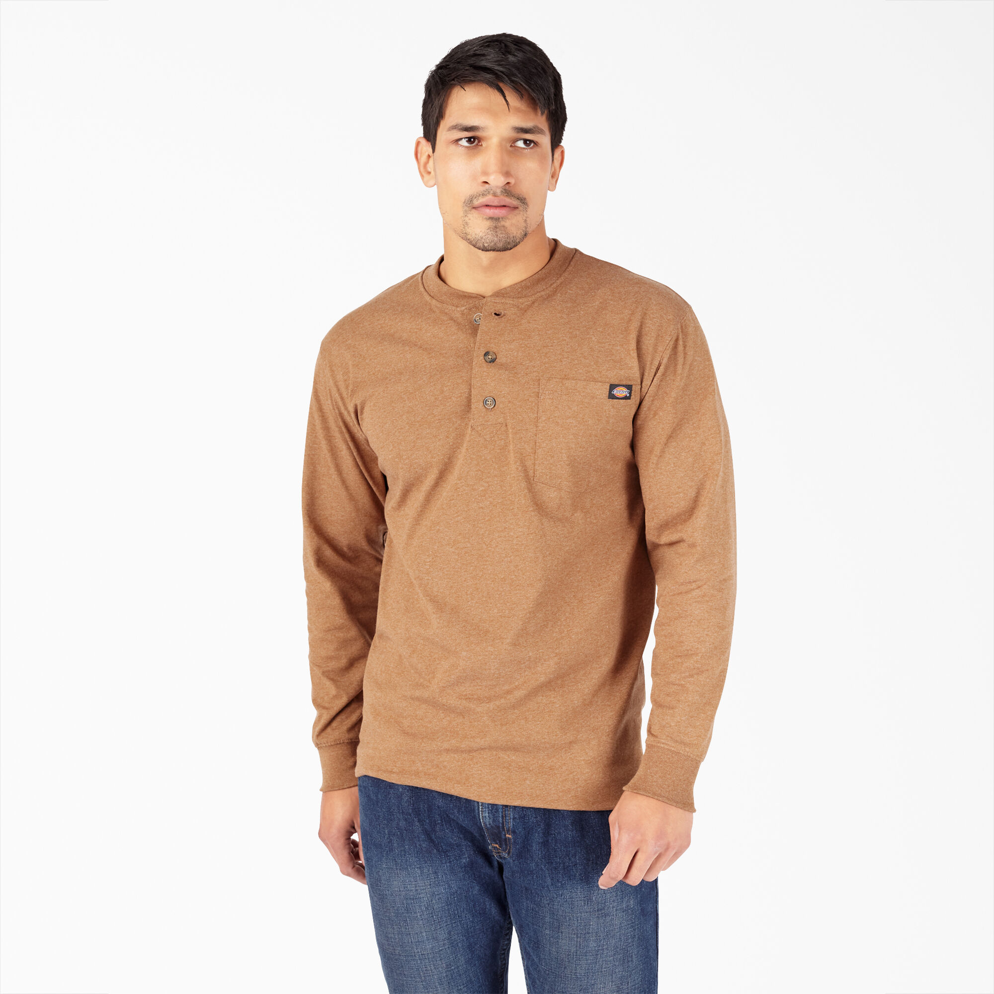 Heavyweight Heathered Long Sleeve Henley T-Shirt