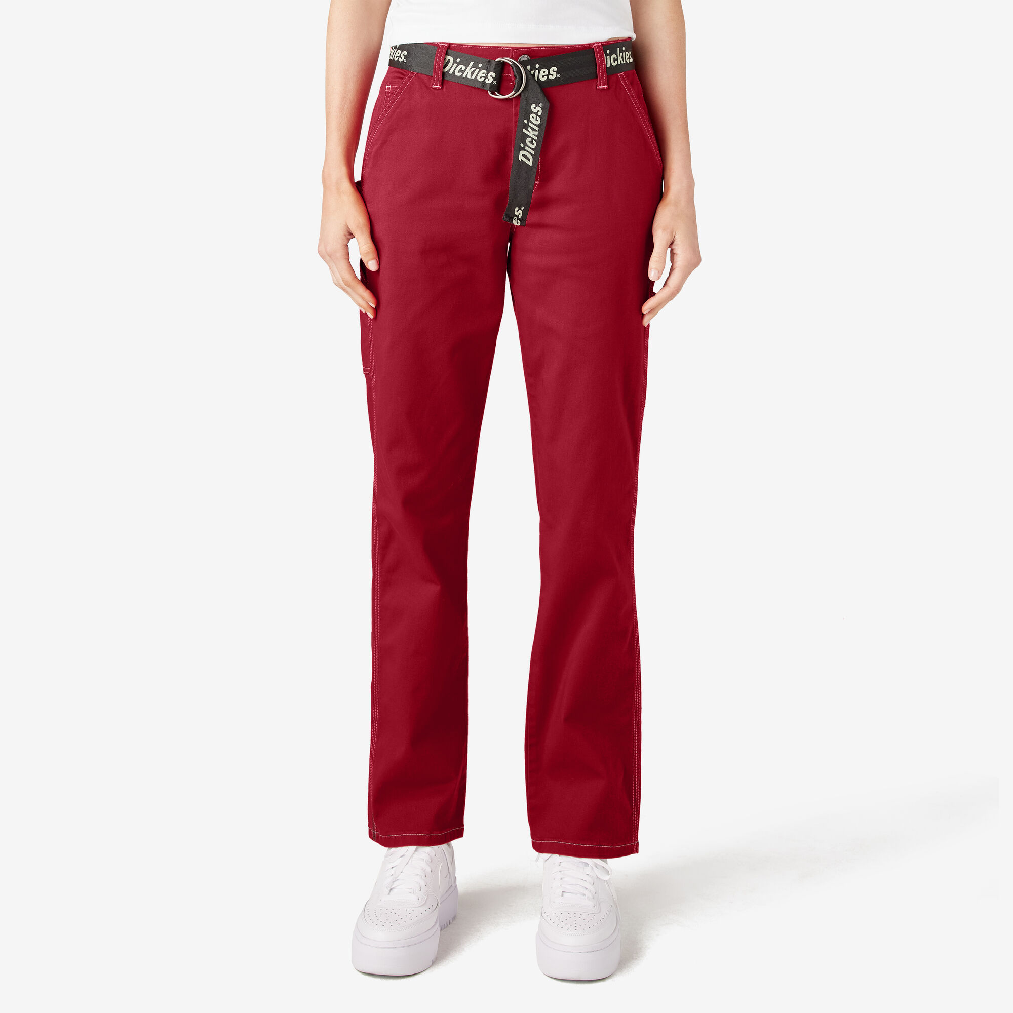 Women's Relaxed Fit Carpenter Pants, English Red
