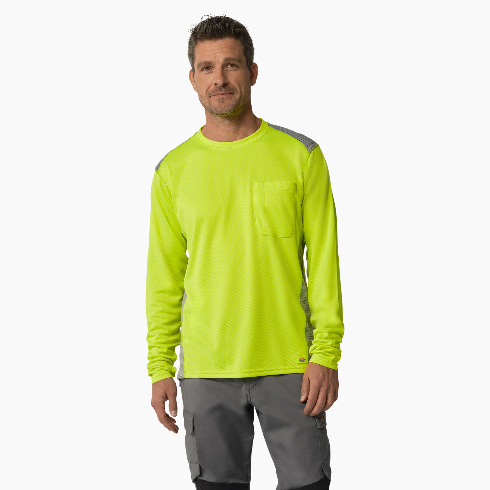 Temp-iQ? 365 Long Sleeve Pocket T-Shirt, Neon Yellow