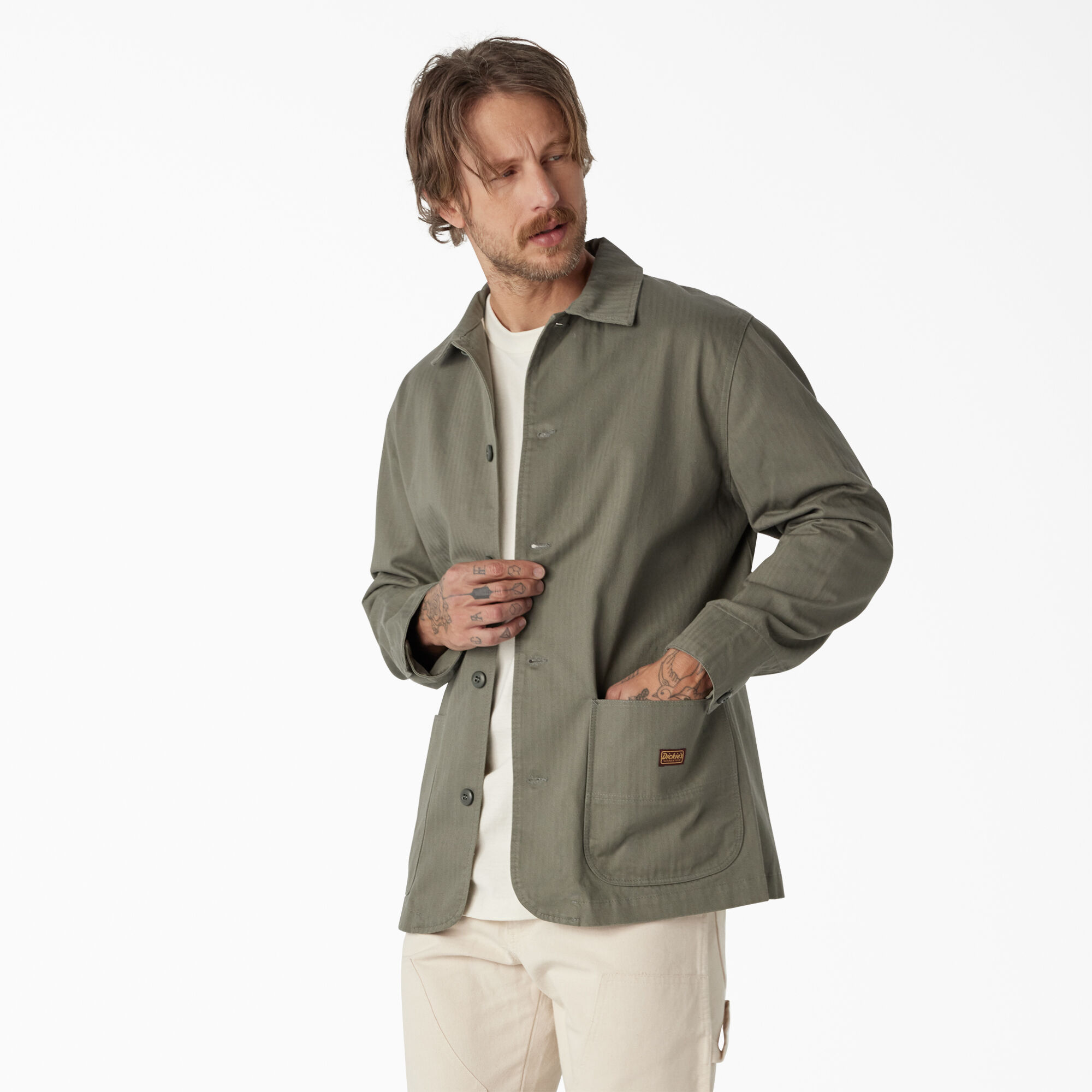 Dickies 1922 Herringbone Jacket, Rinsed Dusty Olive
