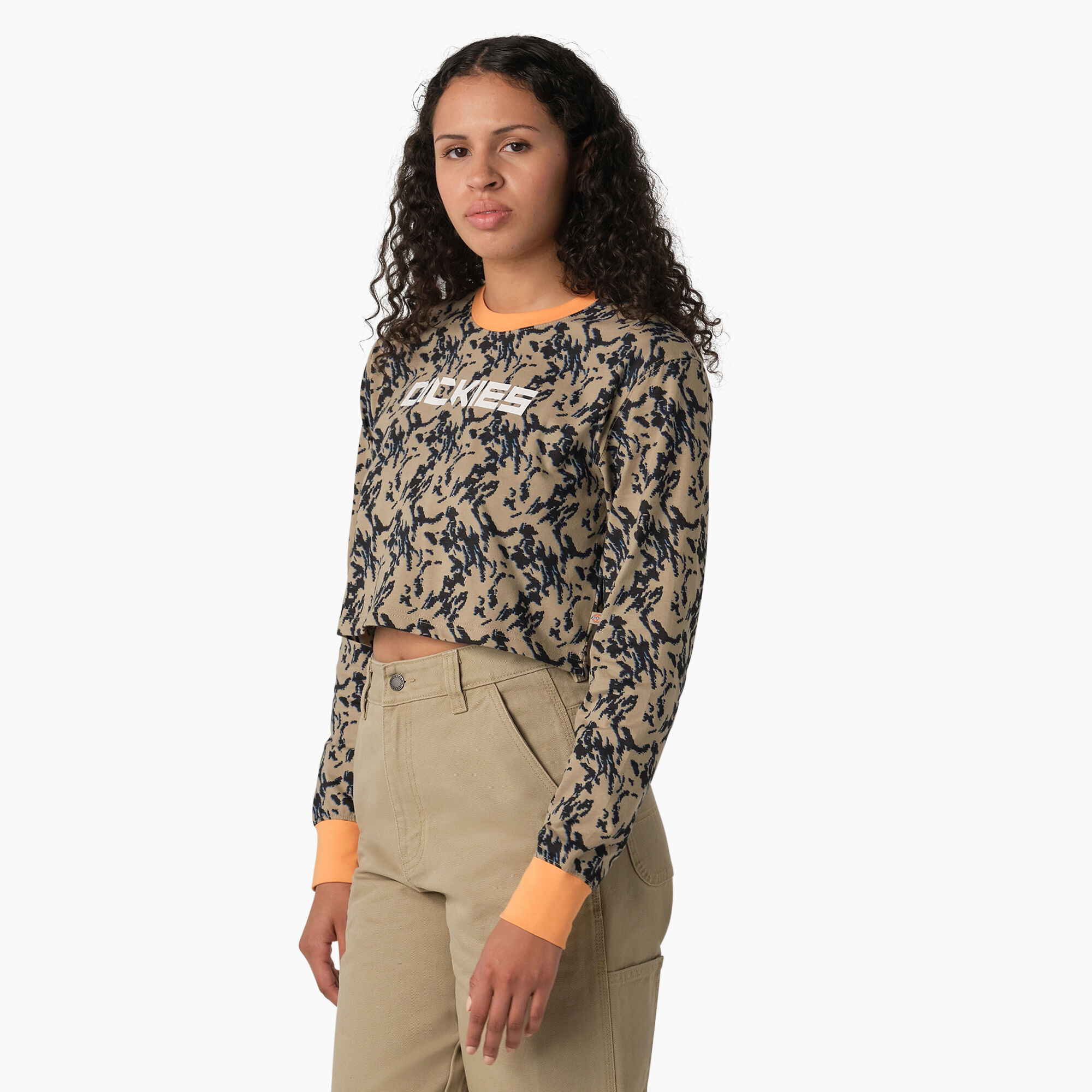 Women's Camo Long Sleeve Cropped T-Shirt