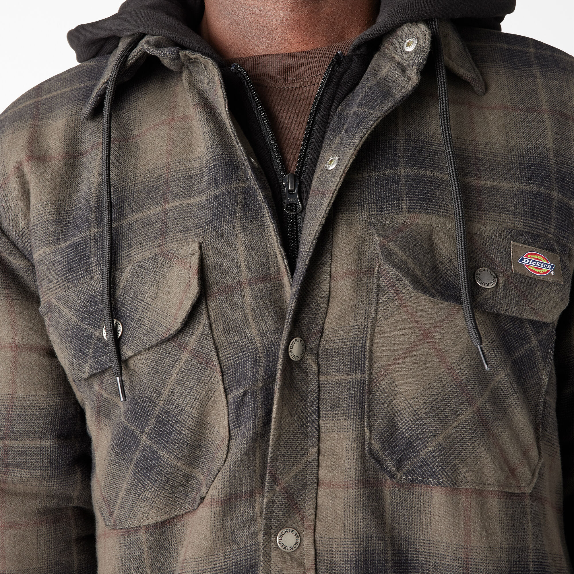 Water Repellent Flannel Hooded Shirt Jacket