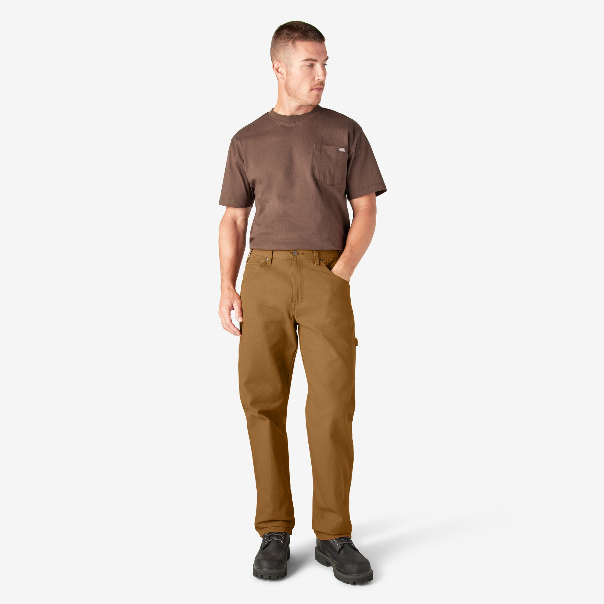 Relaxed Fit Heavyweight Duck Carpenter Pants, Rinsed Brown Duck