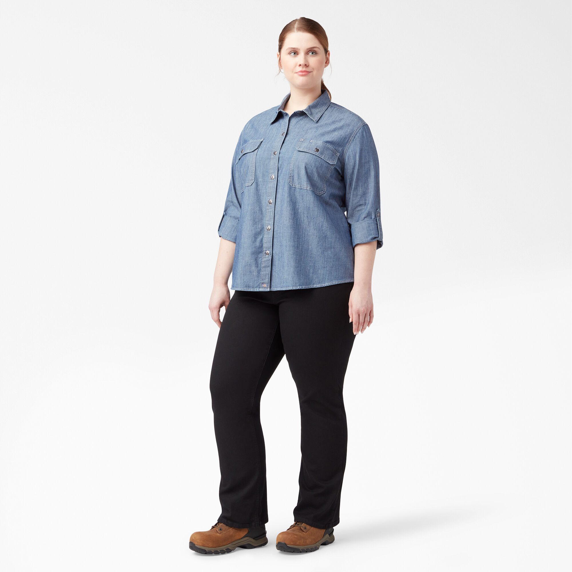 Women’s Plus Chambray Roll-Tab Work Shirt