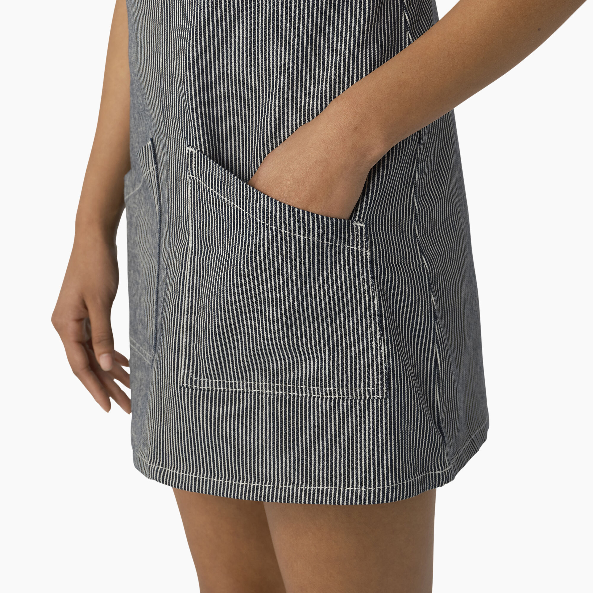 Women's Regular Fit Hickory Stripe Bib Overall Dress