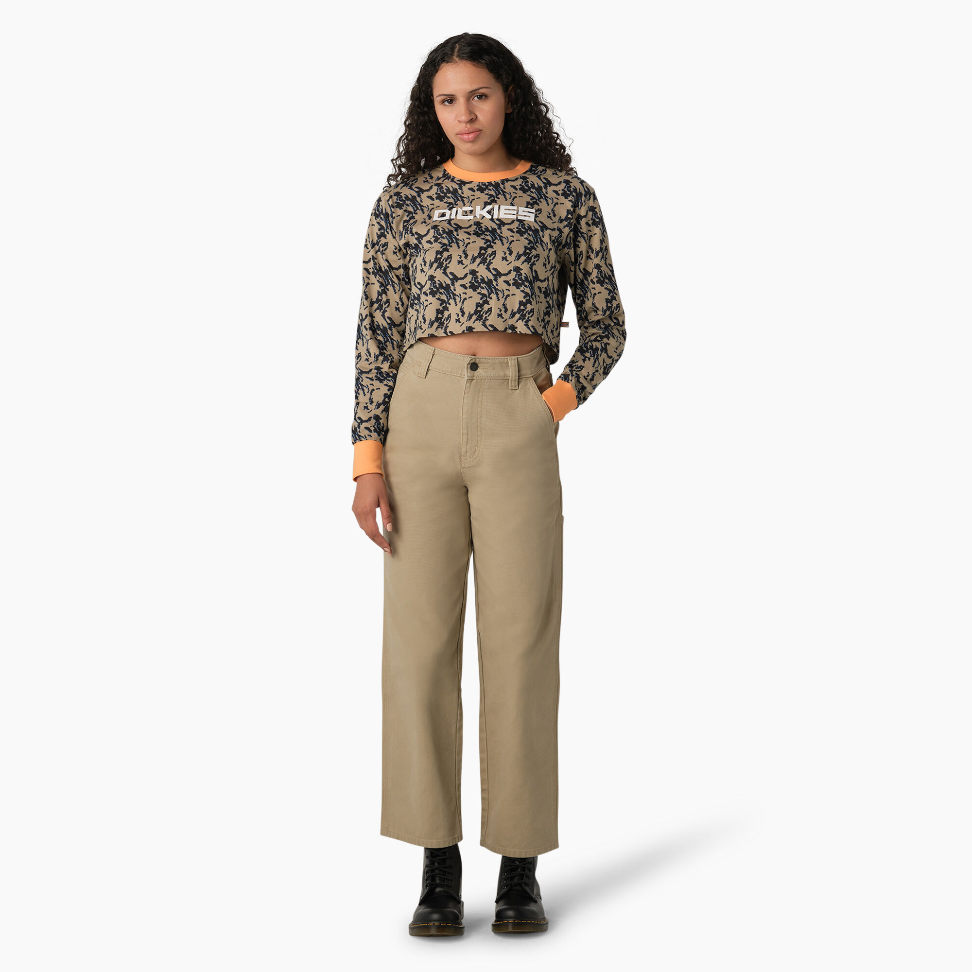 Women's Camo Long Sleeve Cropped T-Shirt