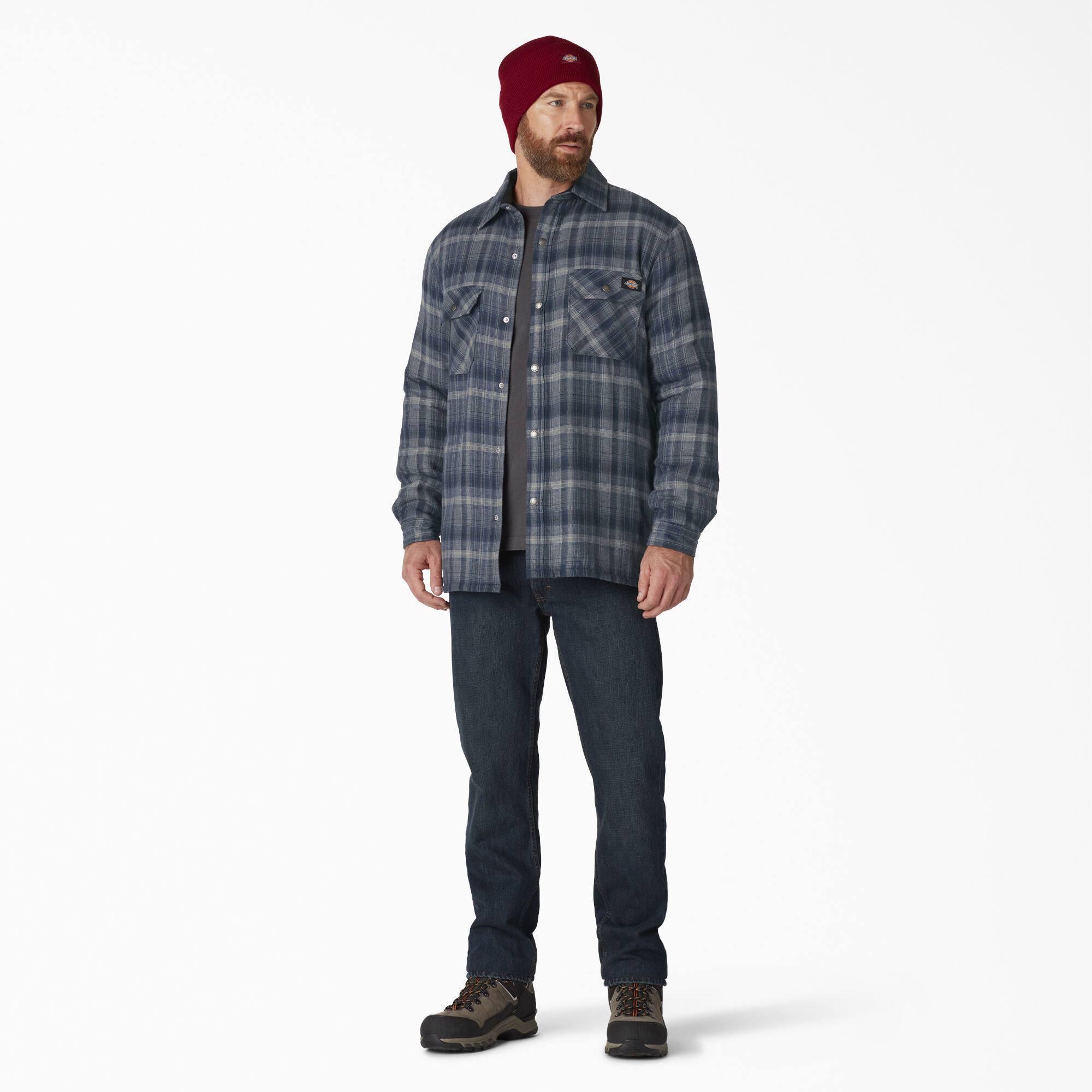 Water Repellent Fleece-Lined Flannel Shirt Jacket