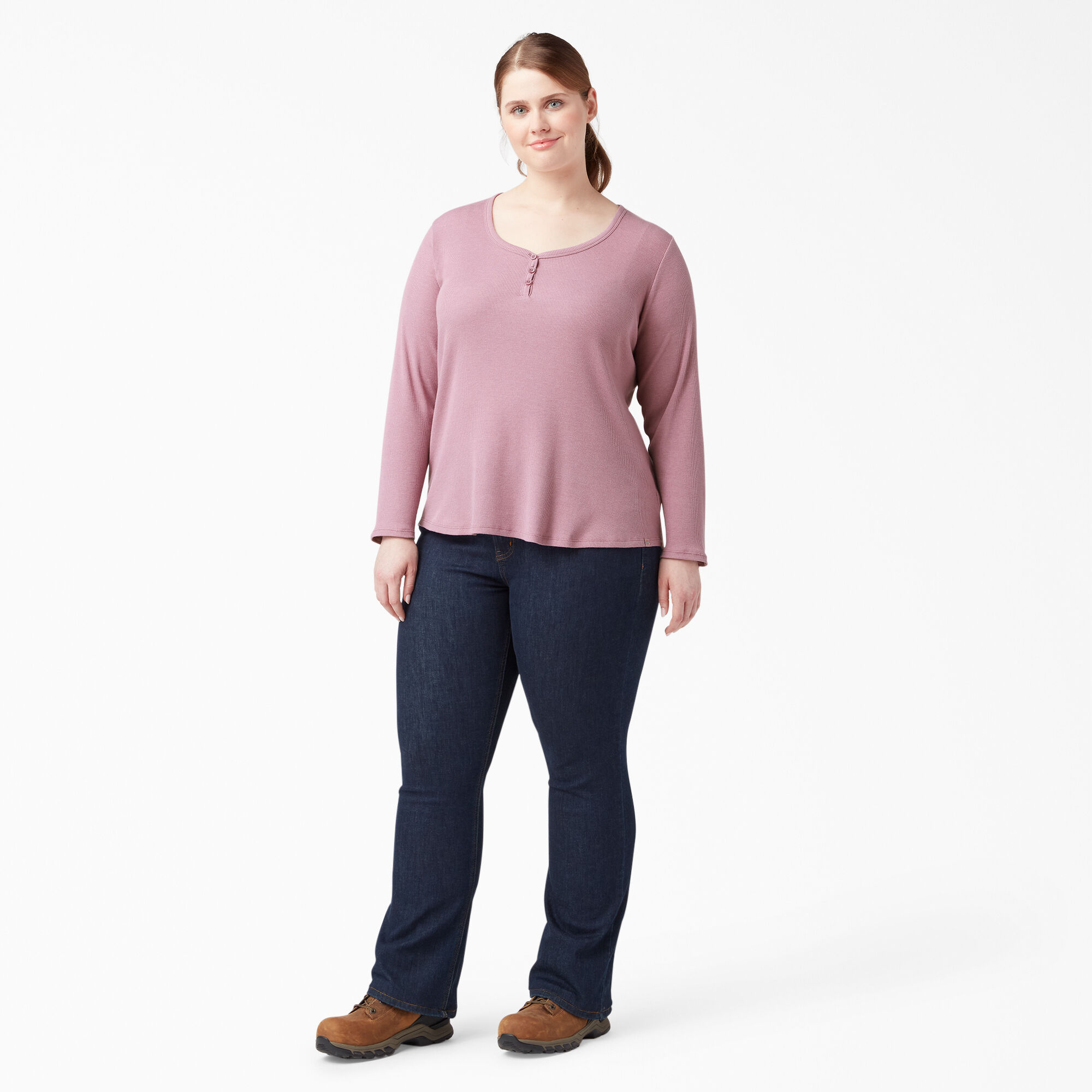 Women's Plus Henley Long Sleeve Shirt