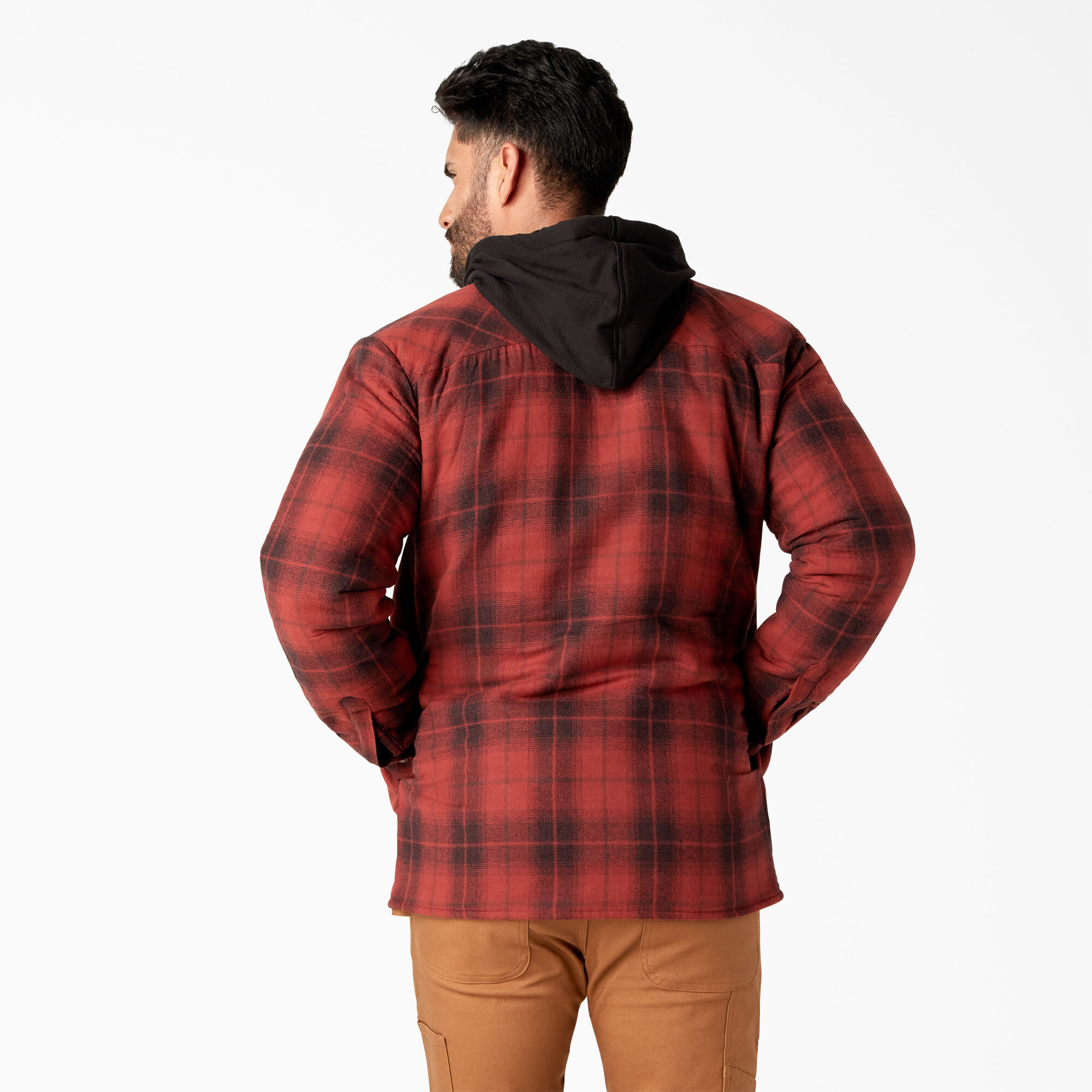Water Repellent Flannel Hooded Shirt Jacket