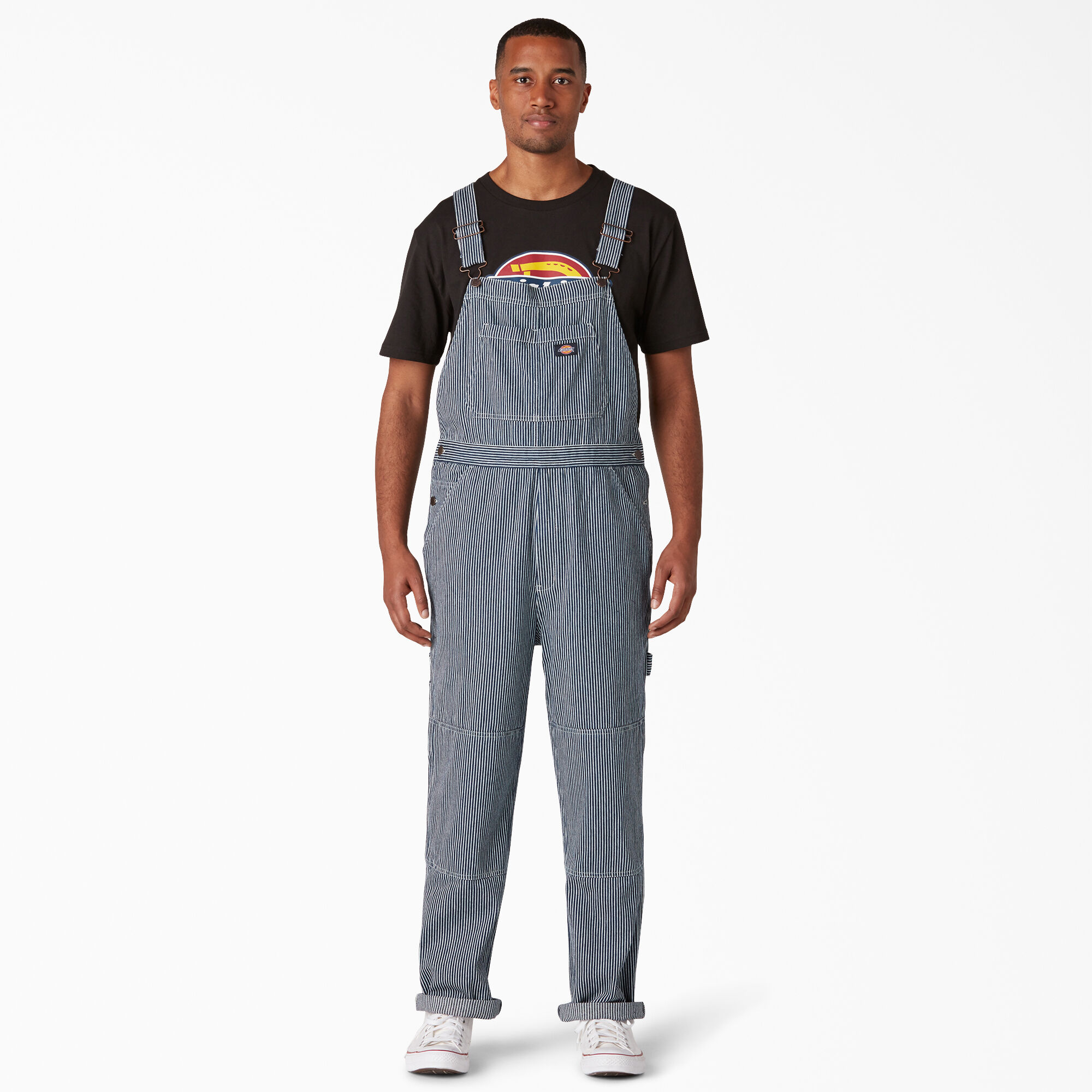 Rinsed Hickory Stripe Double Knee Bib Overalls
