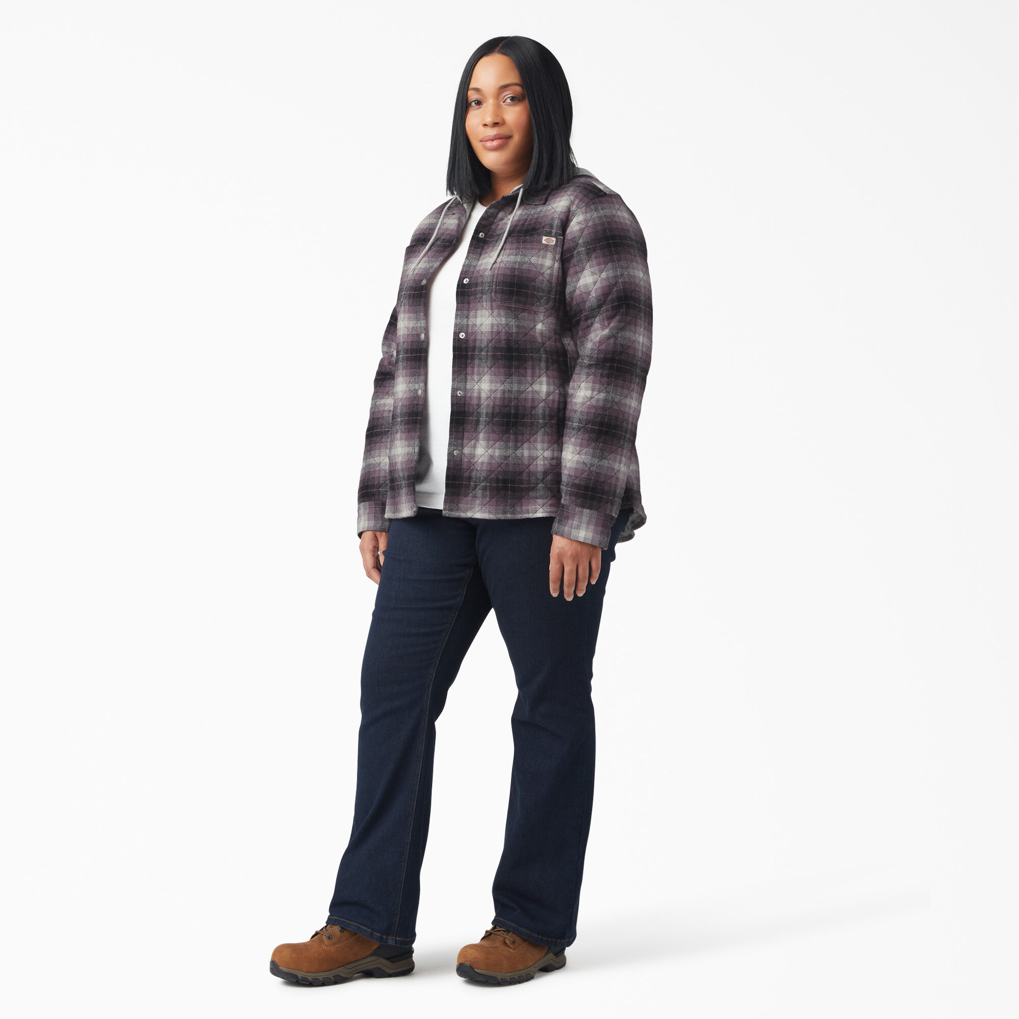 Women’s Plus Flannel Hooded Shirt Jacket