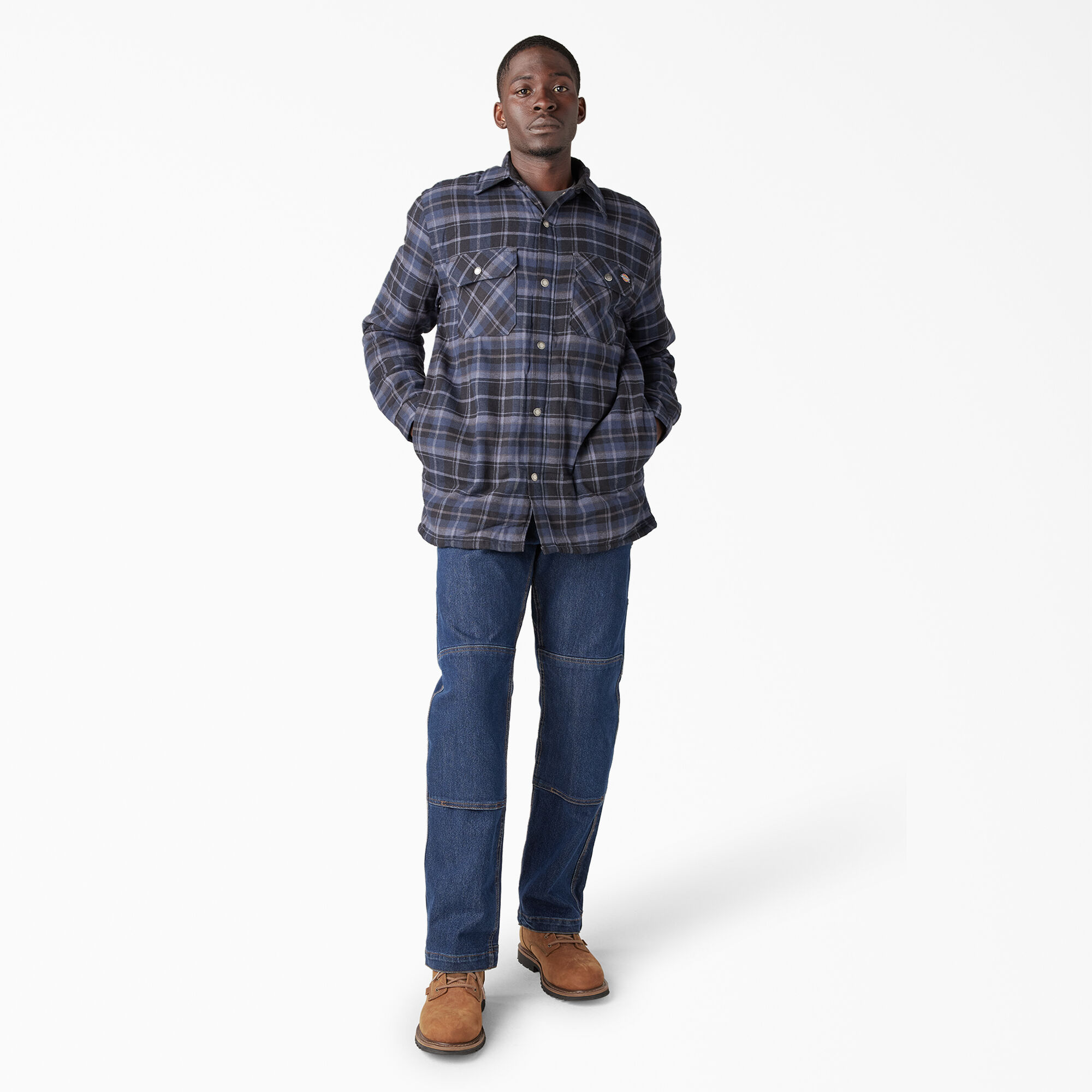 Water Repellent Fleece-Lined Flannel Shirt Jacket