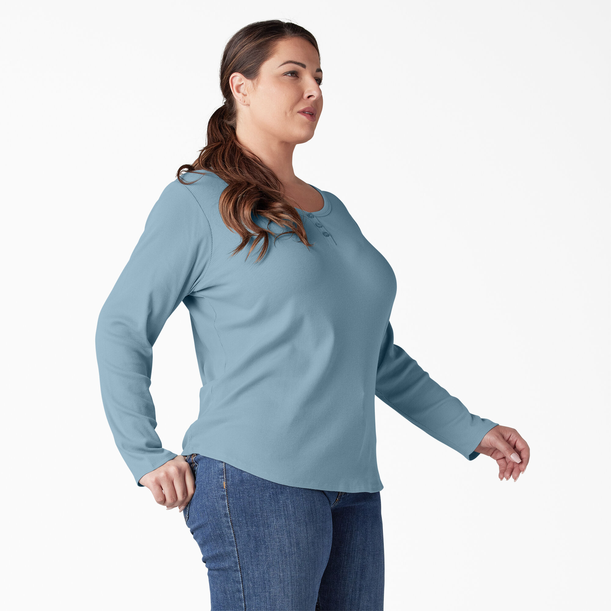 Women's Plus Henley Long Sleeve Shirt