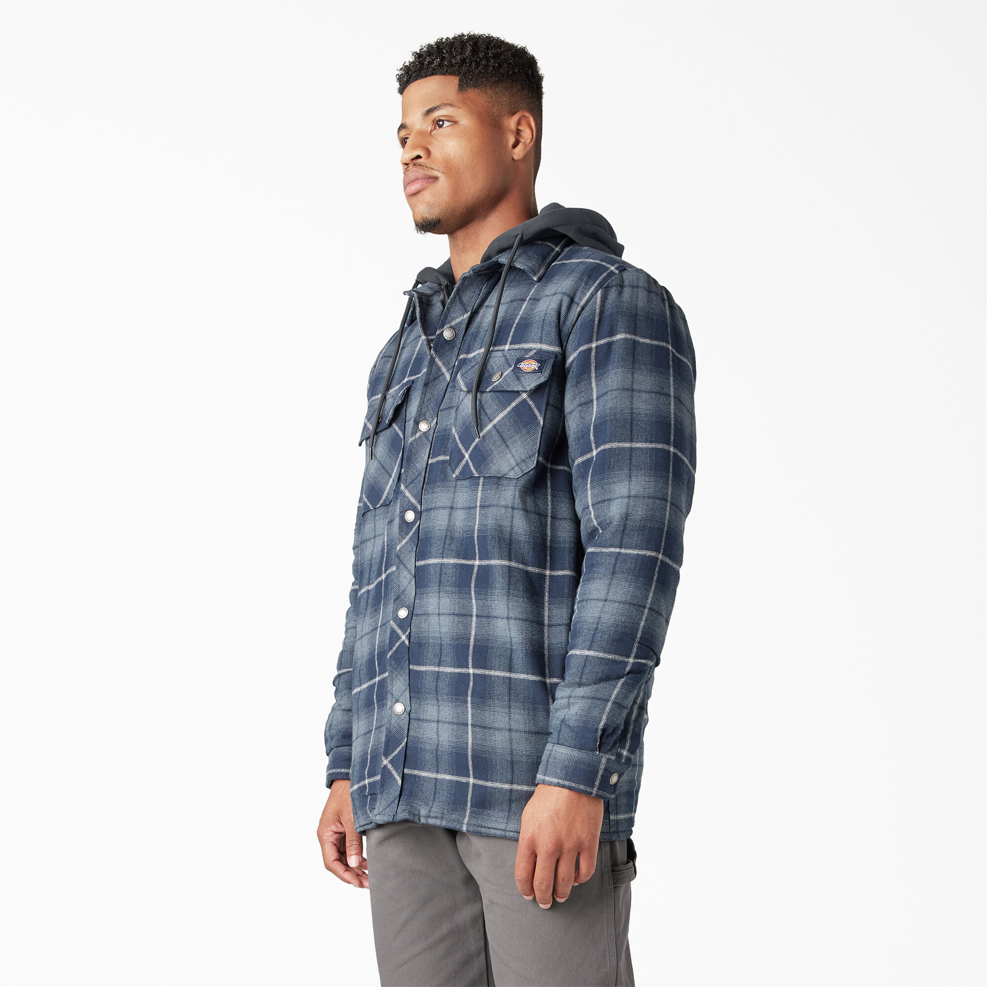 Water Repellent Flannel Hooded Shirt Jacket