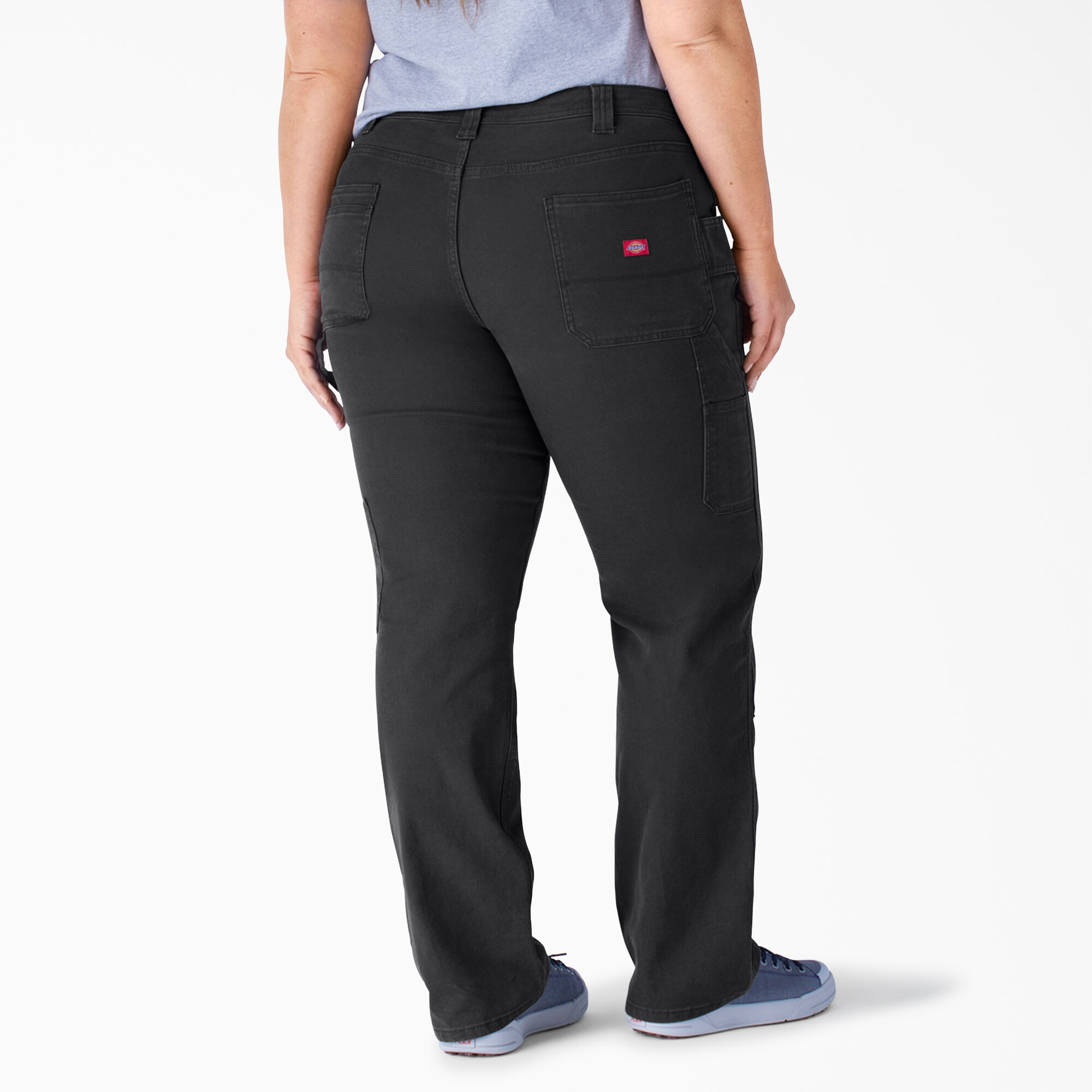 Women's Plus FLEX Relaxed Fit Duck Carpenter Pants, Rinsed Black