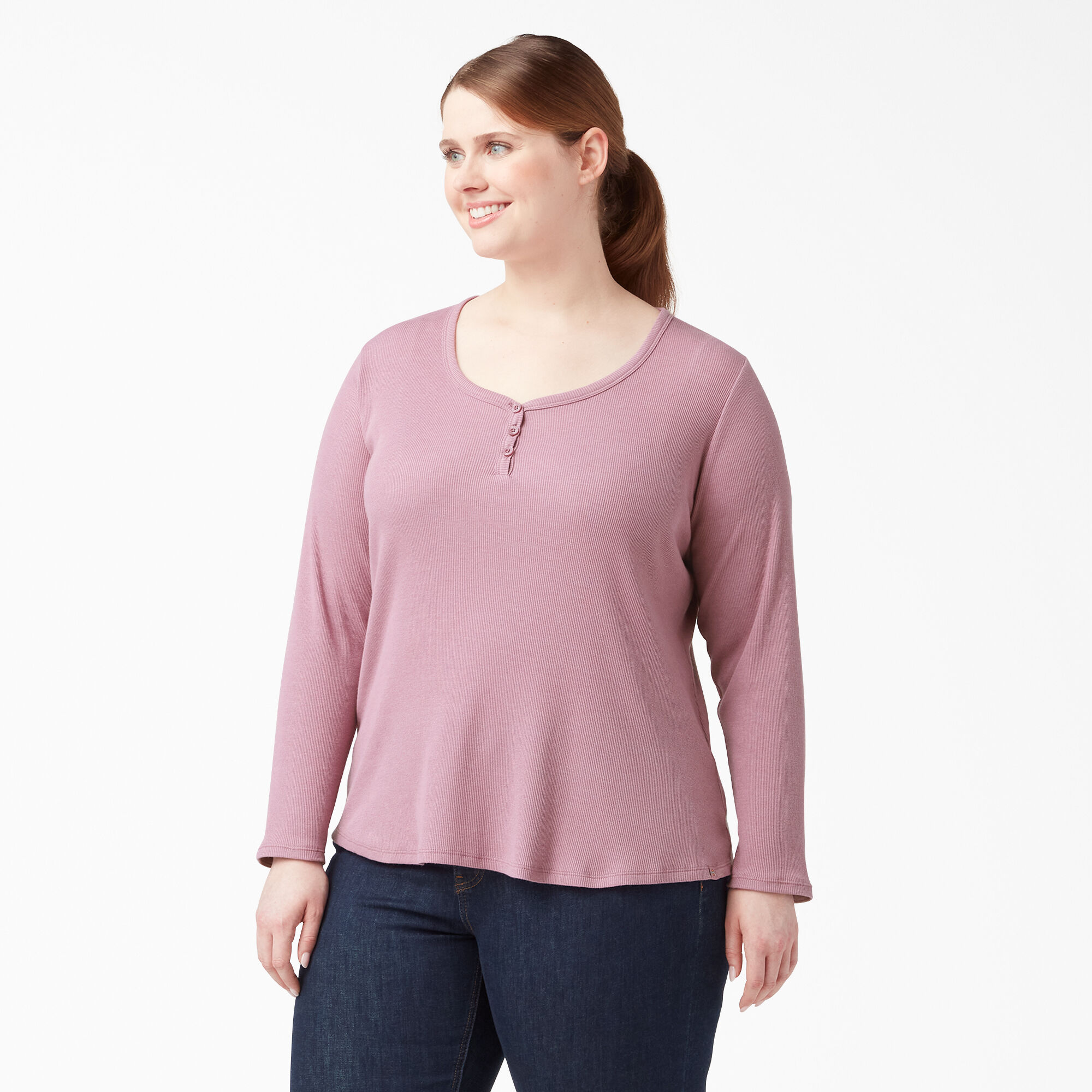 Women's Plus Henley Long Sleeve Shirt