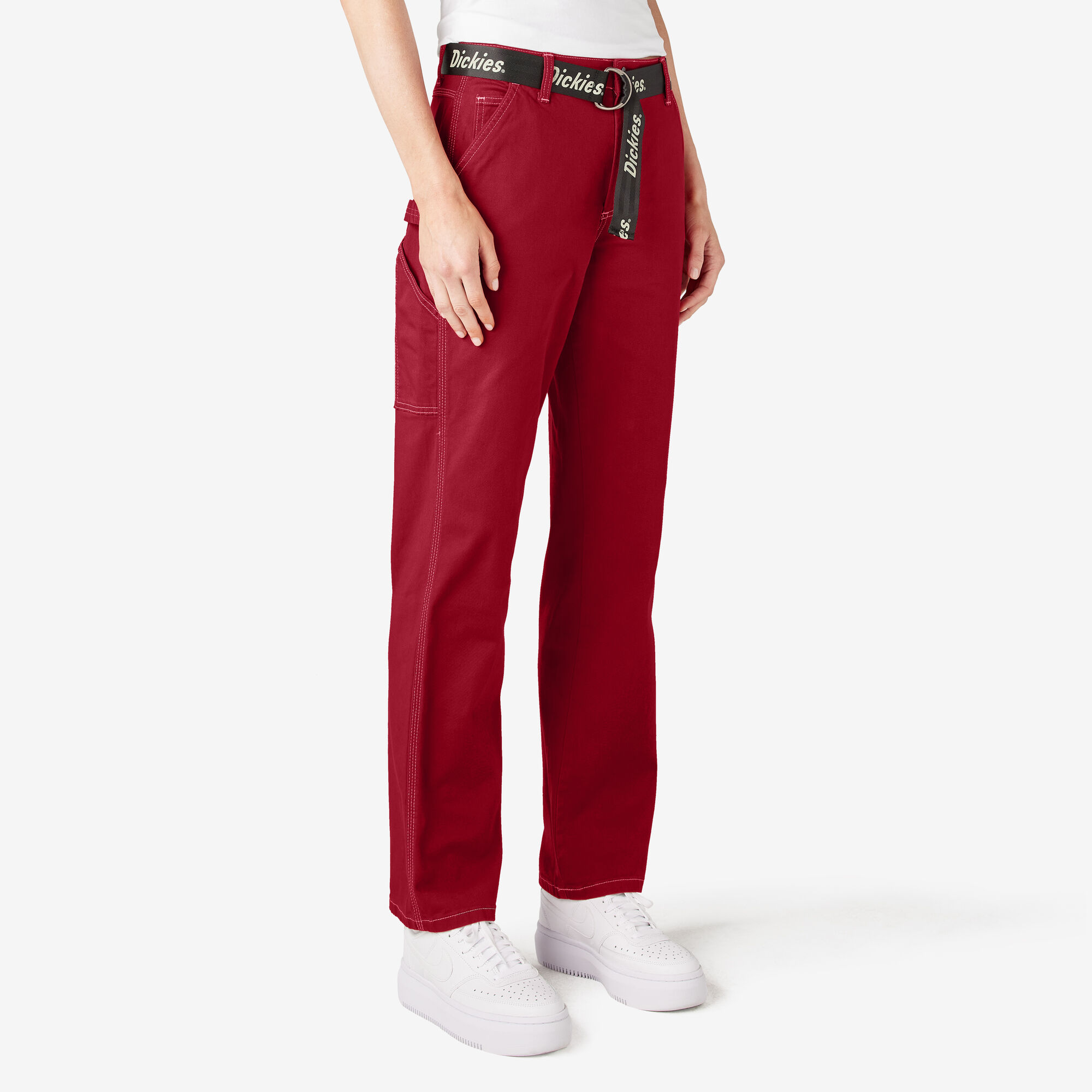 Women's Relaxed Fit Carpenter Pants, English Red