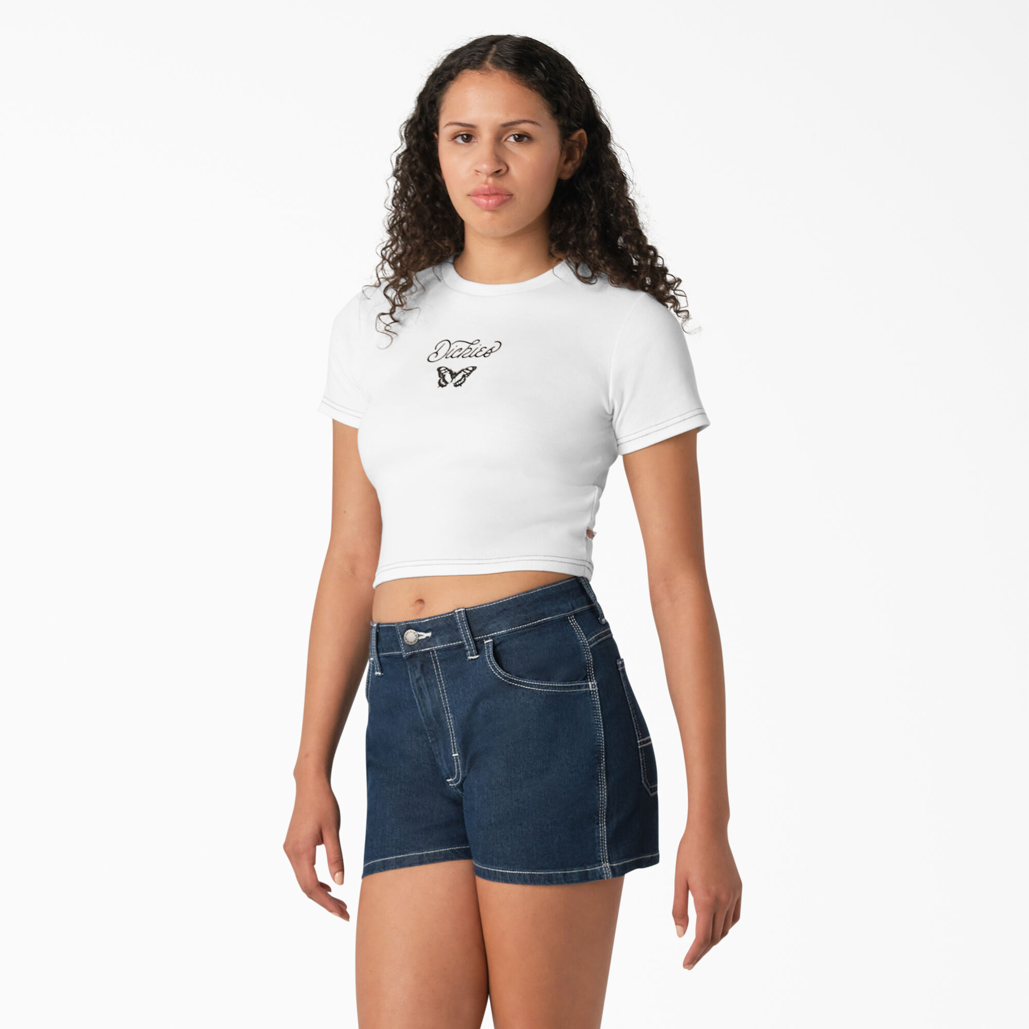 Women's Butterfly Graphic Cropped Baby T-Shirt