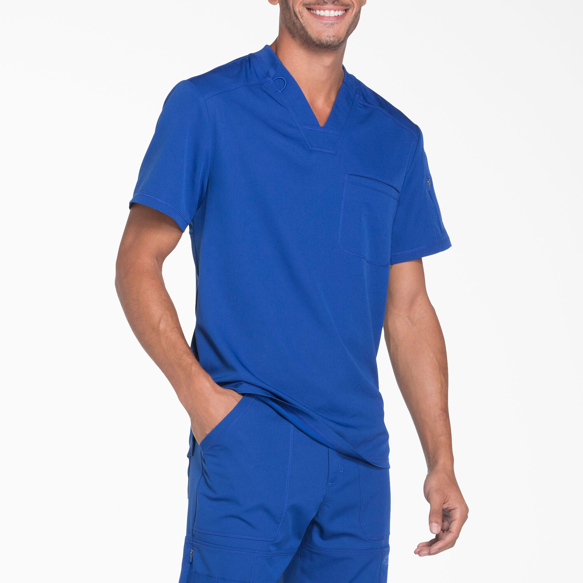 Men's Dynamix V-Neck Scrub Top with Zip Pocket