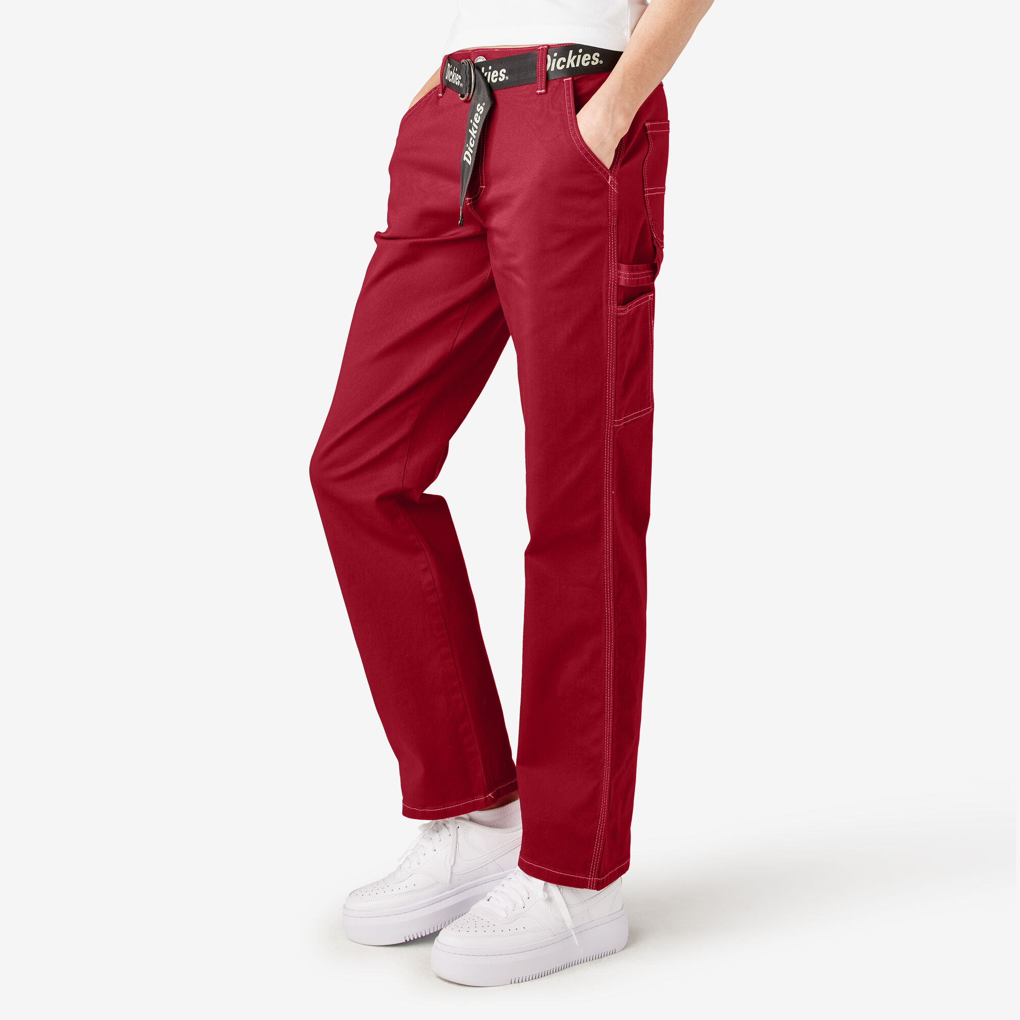 Women's Relaxed Fit Carpenter Pants, English Red
