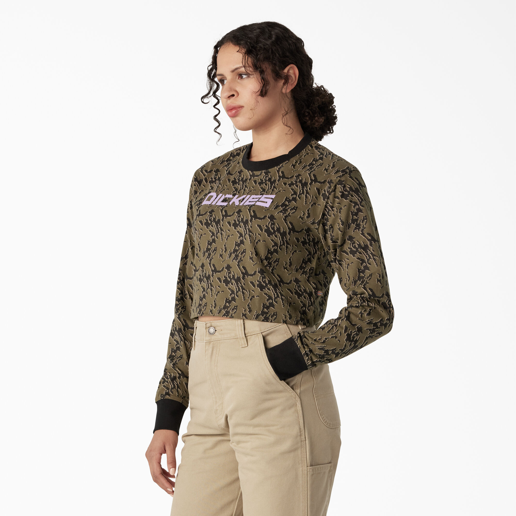 Women's Camo Long Sleeve Cropped T-Shirt