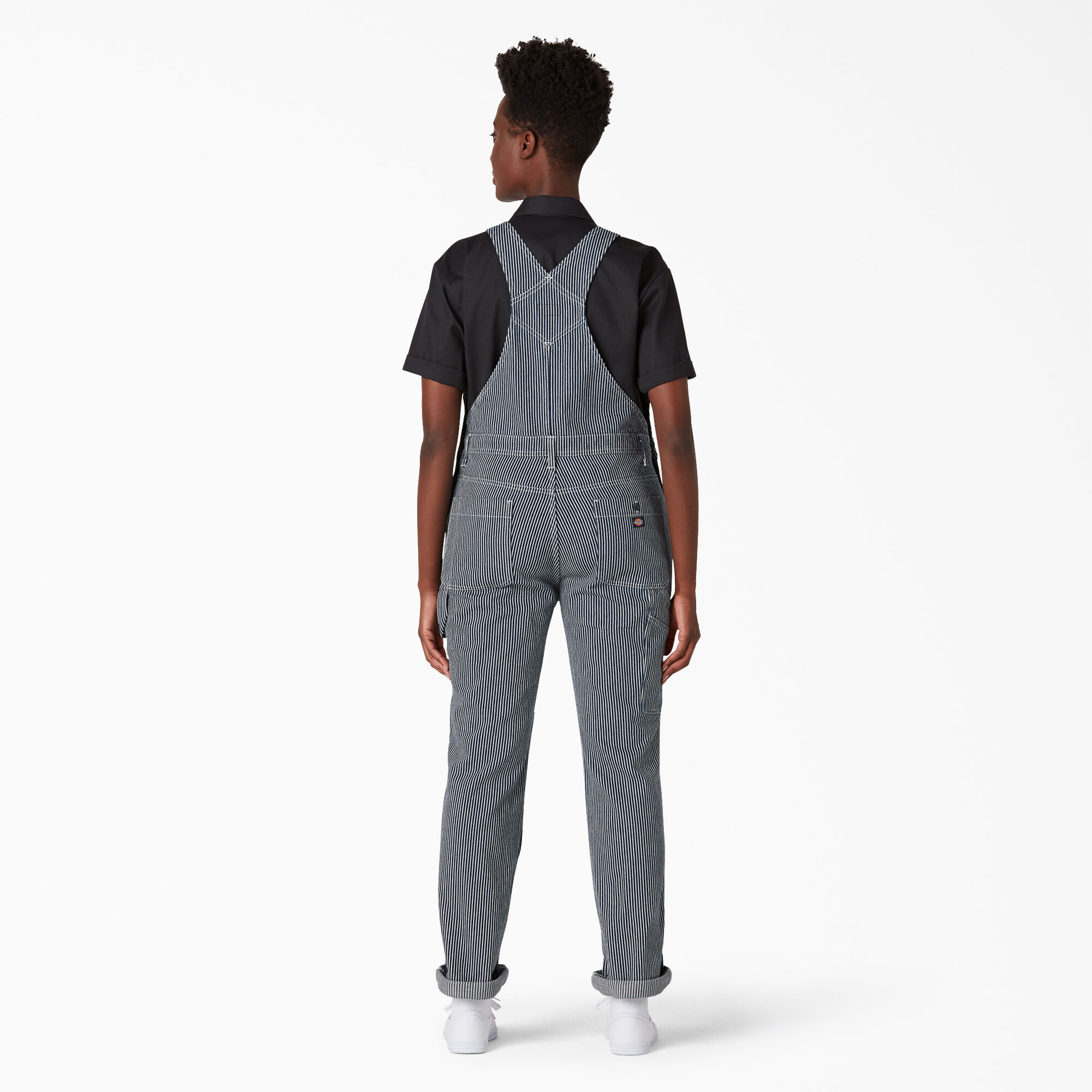 Women's Hickory Stripe Double Knee Bib Overalls