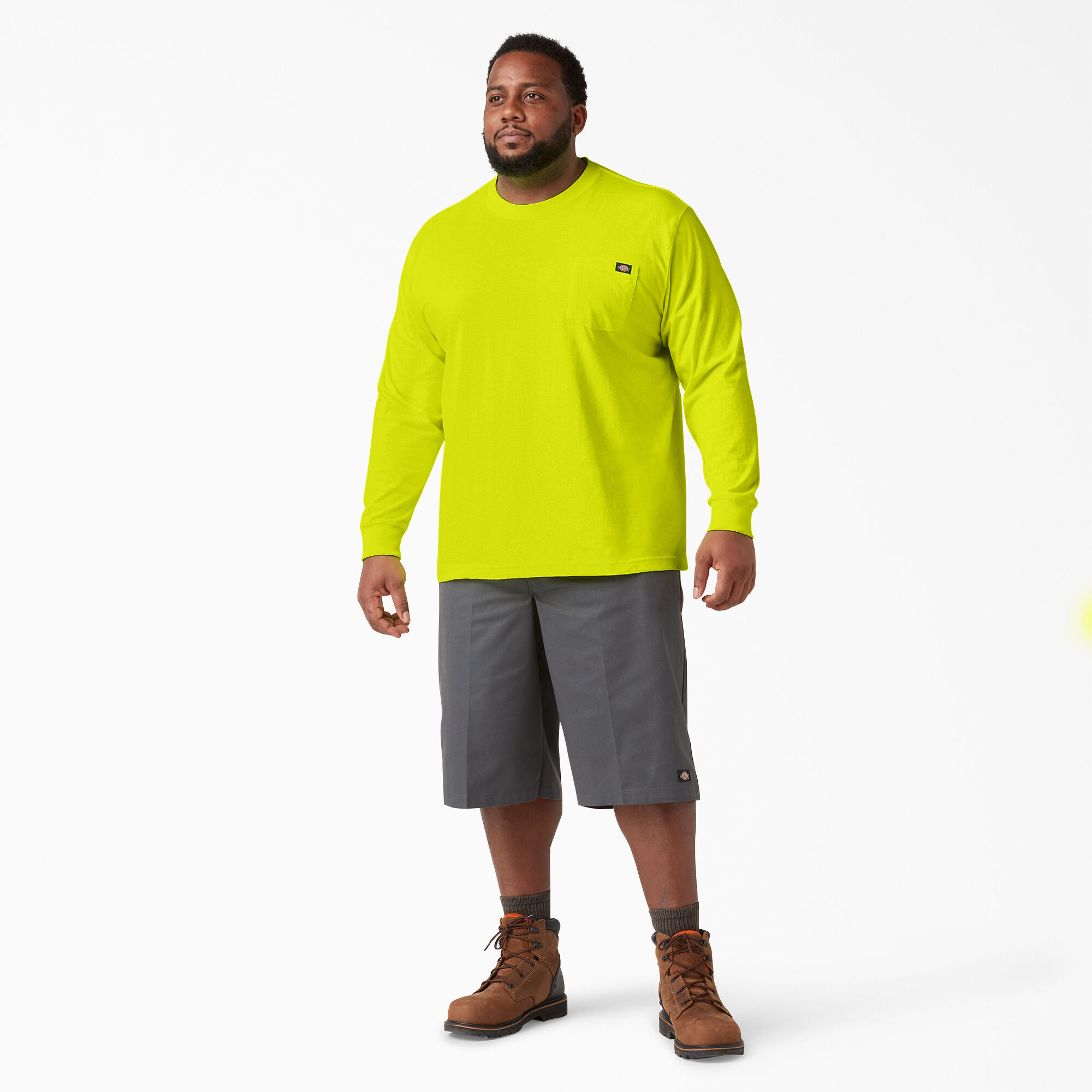 Heavyweight Neon Long Sleeve Pocket T-Shirt