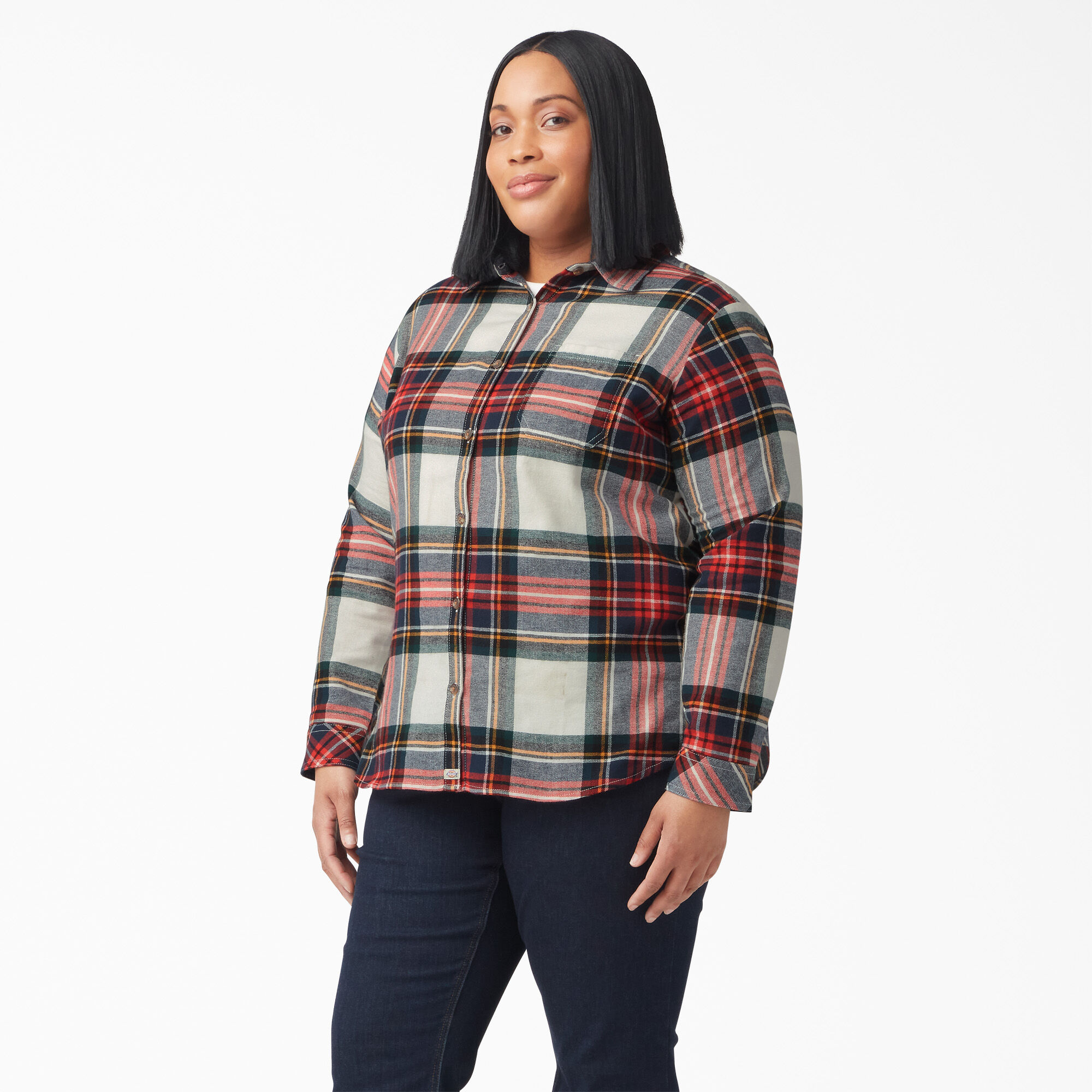 Women's Plus Long Sleeve Plaid Flannel Shirt