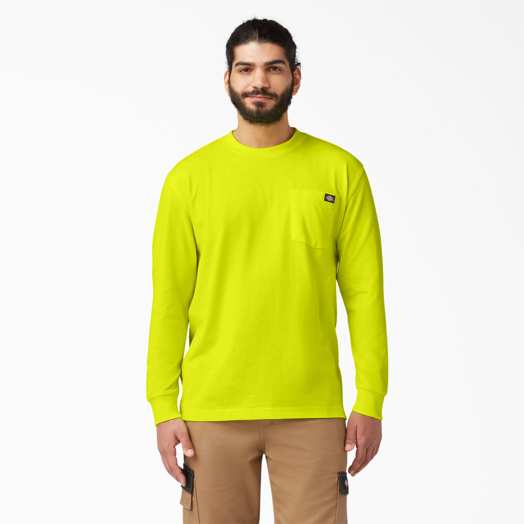 Heavyweight Neon Long Sleeve Pocket T-Shirt