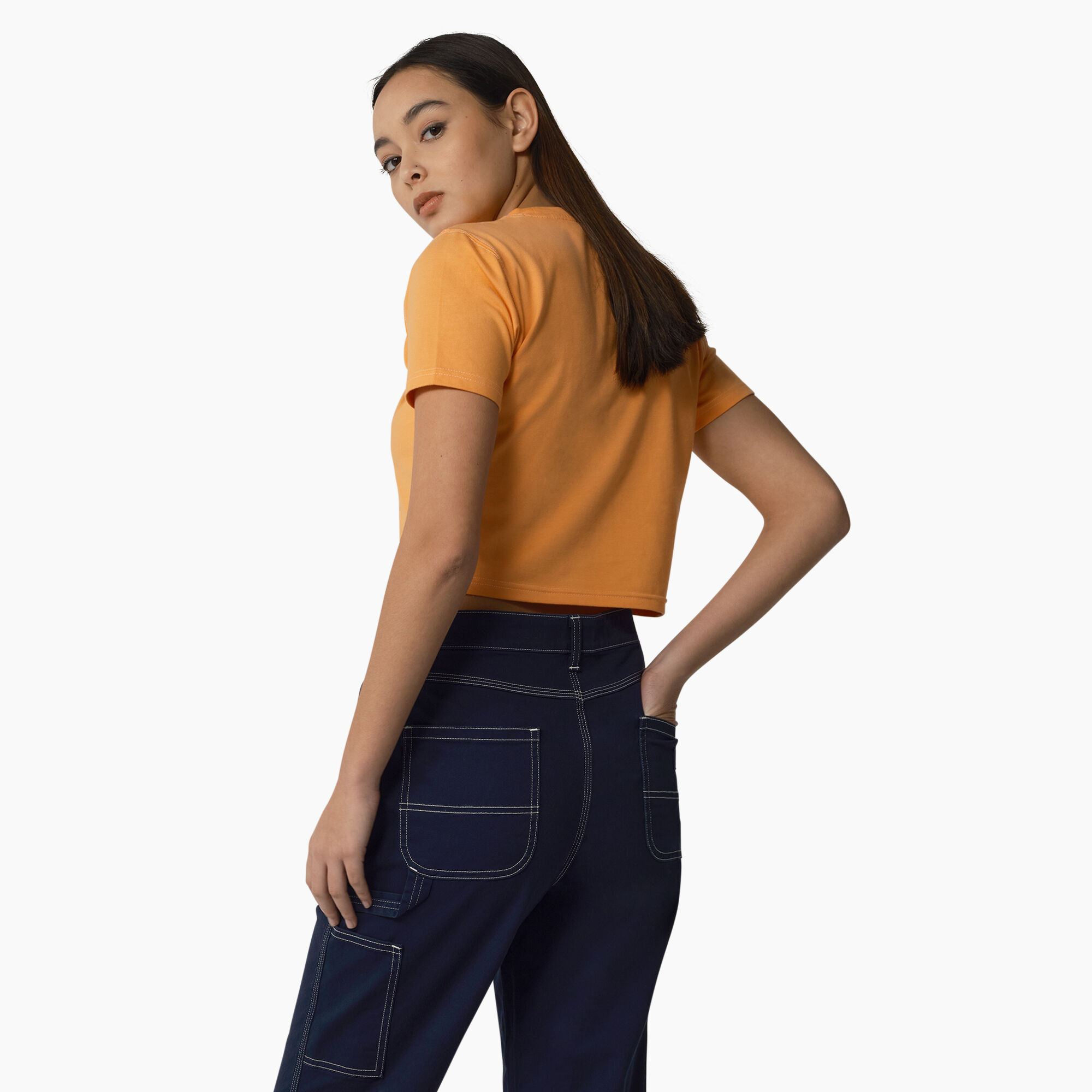 Women's Maple Valley Cropped T-Shirt, Papaya w/ Cloud Stitching