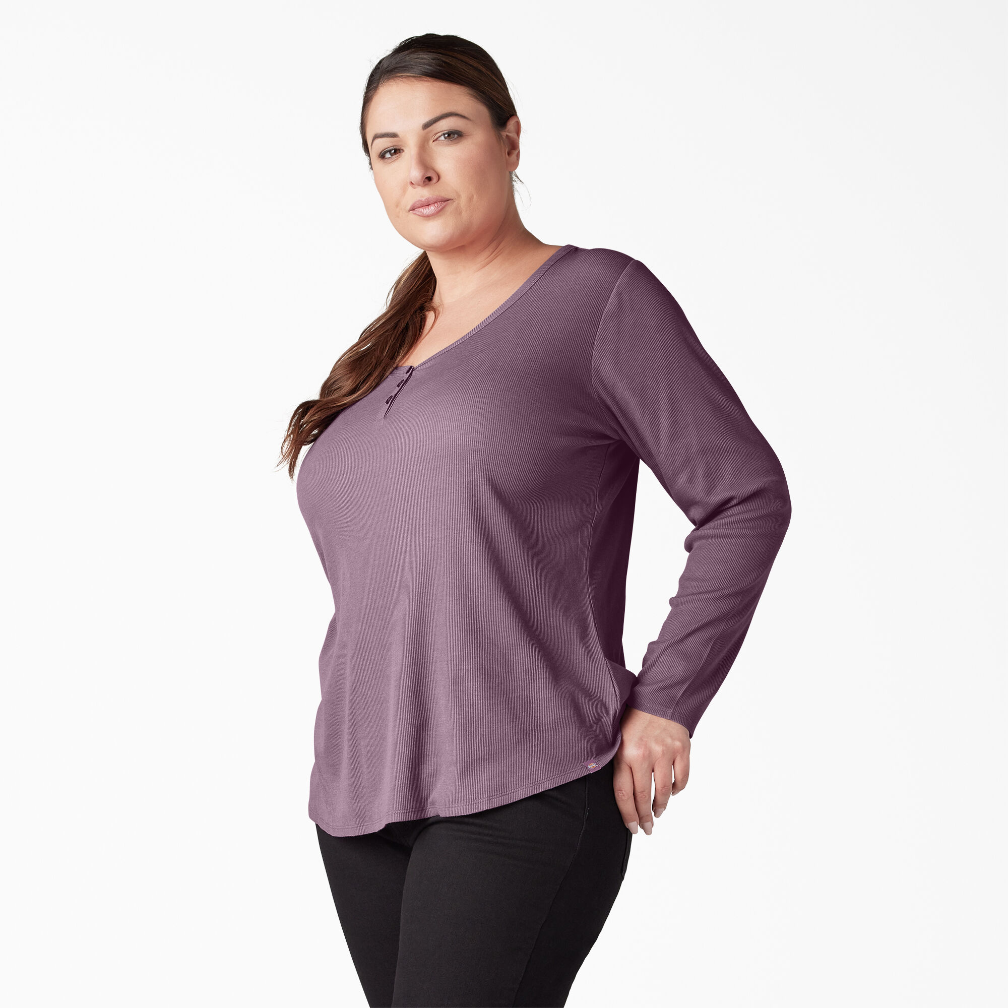 Women's Plus Henley Long Sleeve Shirt