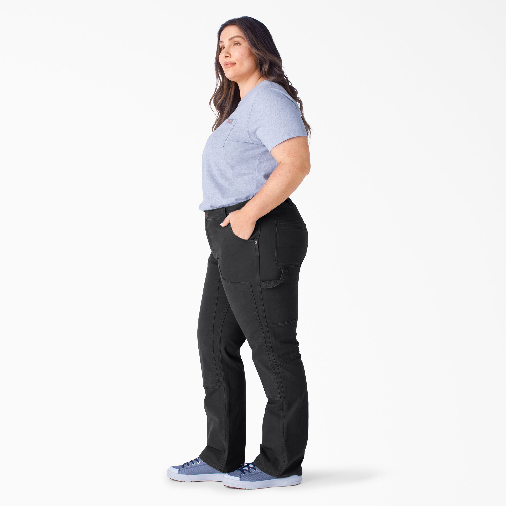 Women's Plus FLEX Relaxed Fit Duck Carpenter Pants, Rinsed Black