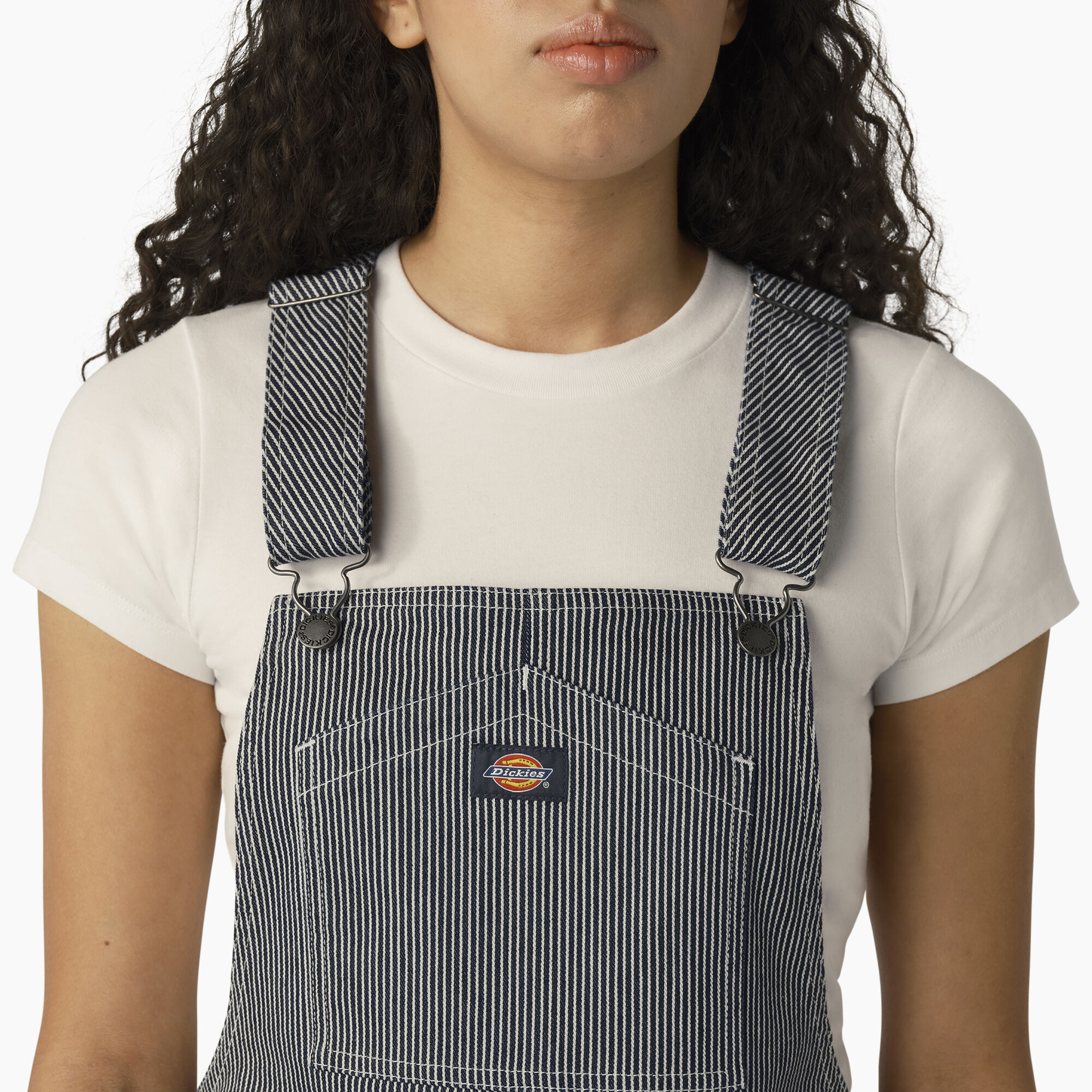 Women's Regular Fit Hickory Stripe Bib Overall Dress