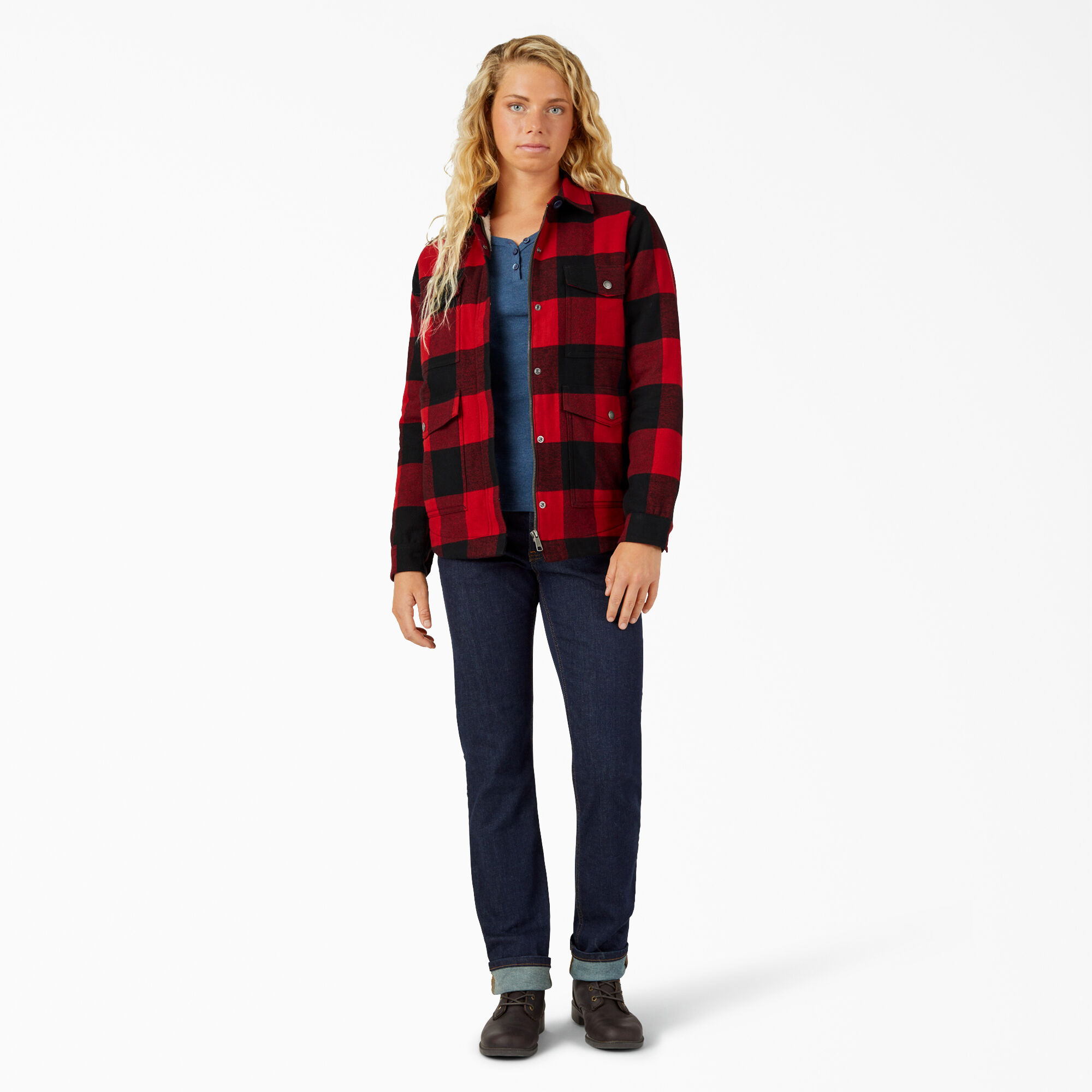 Women's Flannel Fleece Lined Chore Coat