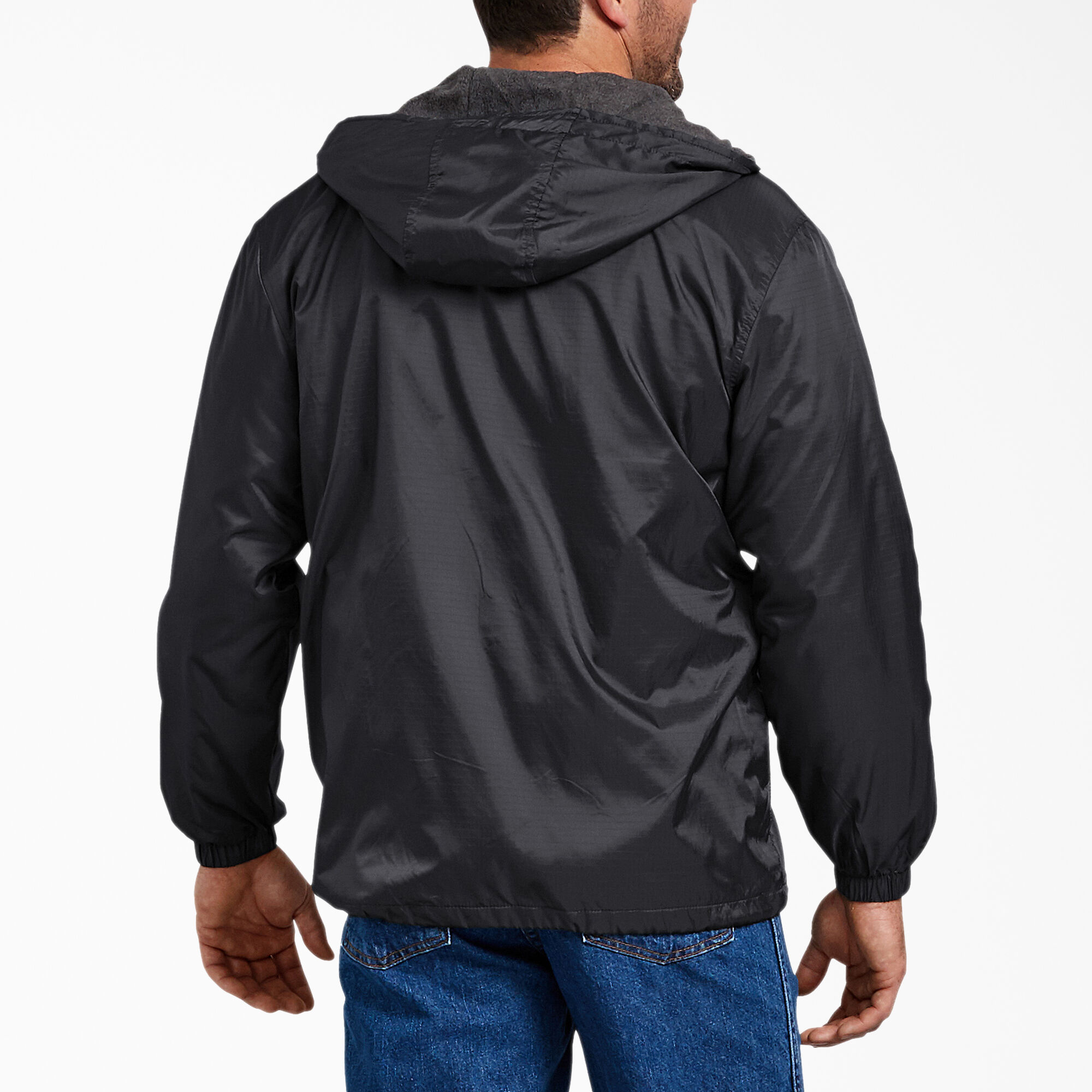 Fleece Lined Nylon Hooded Jacket