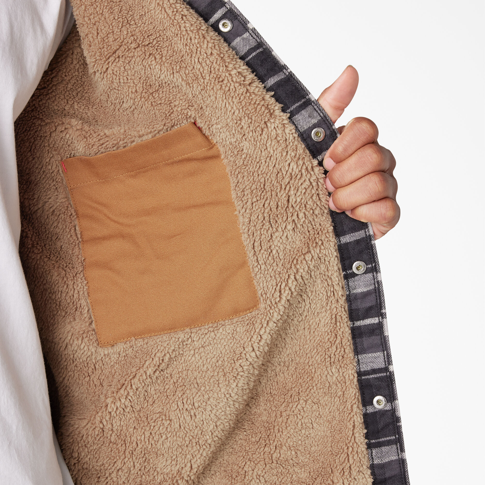 Water Repellent Fleece-Lined Flannel Shirt Jacket