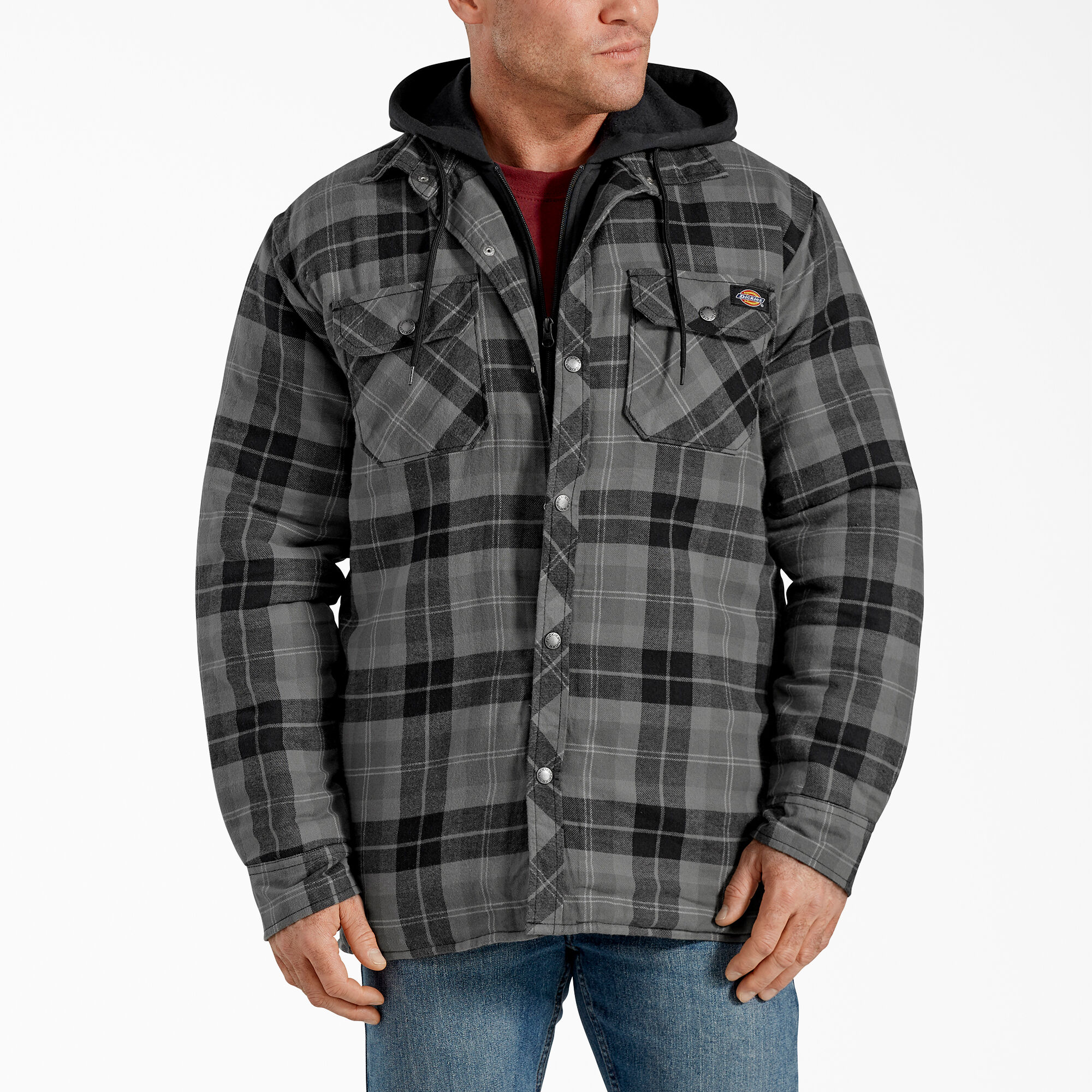Flannel Hooded Shirt Jacket