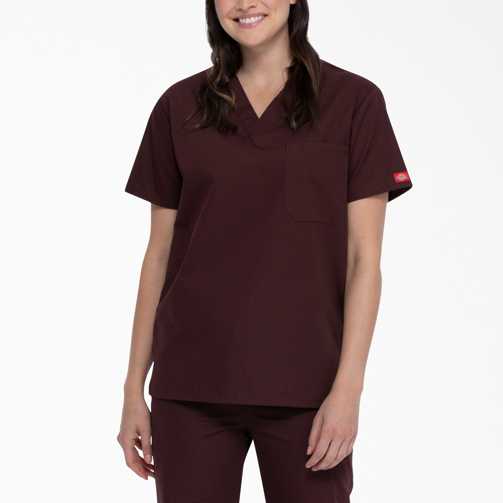 Unisex EDS Signature V-Neck Scrub Top, Espresso